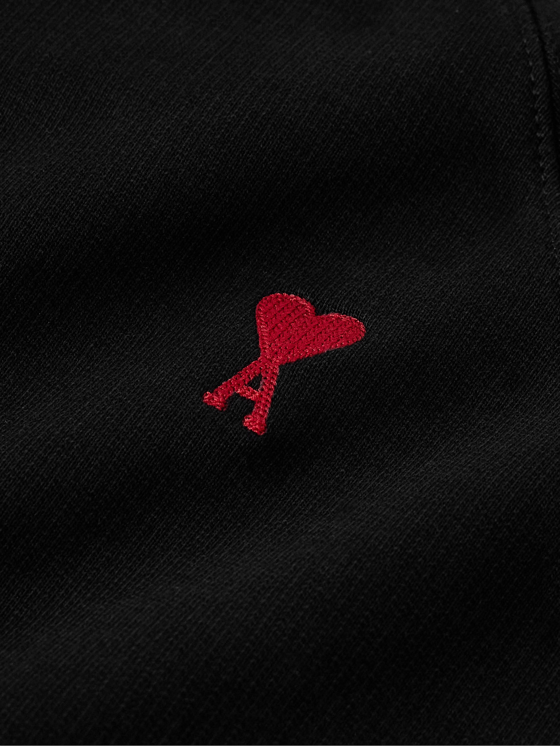 Shop Ami Alexandre Mattiussi Logo-embroidered Cotton-blend Jersey Sweatshirt In Black