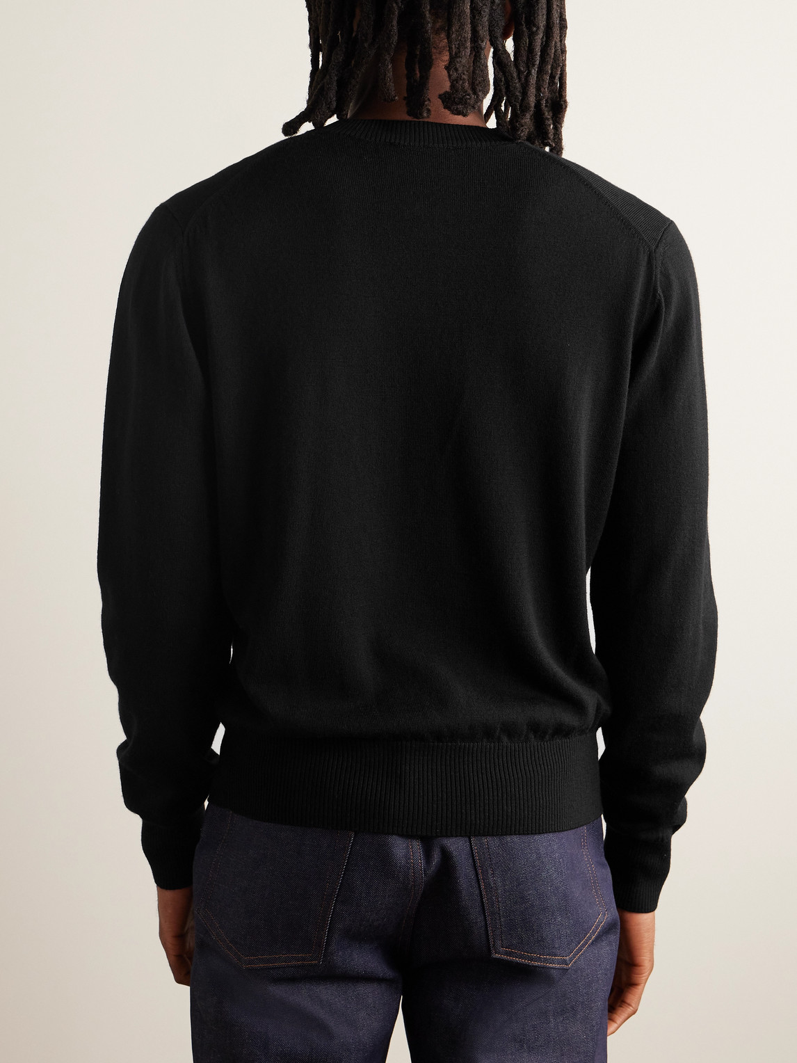 Shop Ami Alexandre Mattiussi Adc Logo-embroidered Merino Wool Sweater In Black