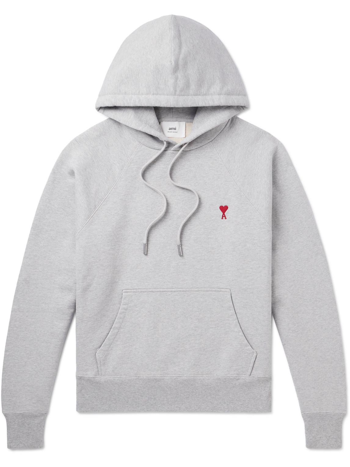 AMI PARIS - Logo-Embroidered Organic Cotton-Jersey Hoodie