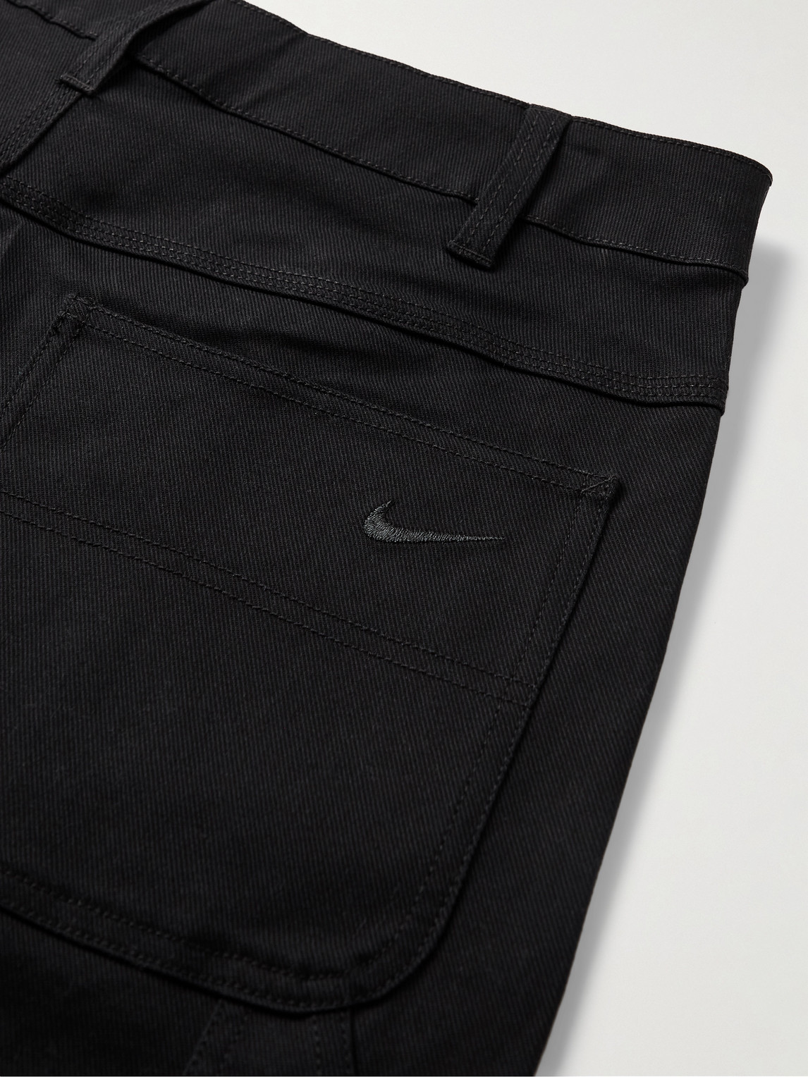 Shop Nike Life Carpenter Straight-leg Cotton-blend Twill Trousers In Black