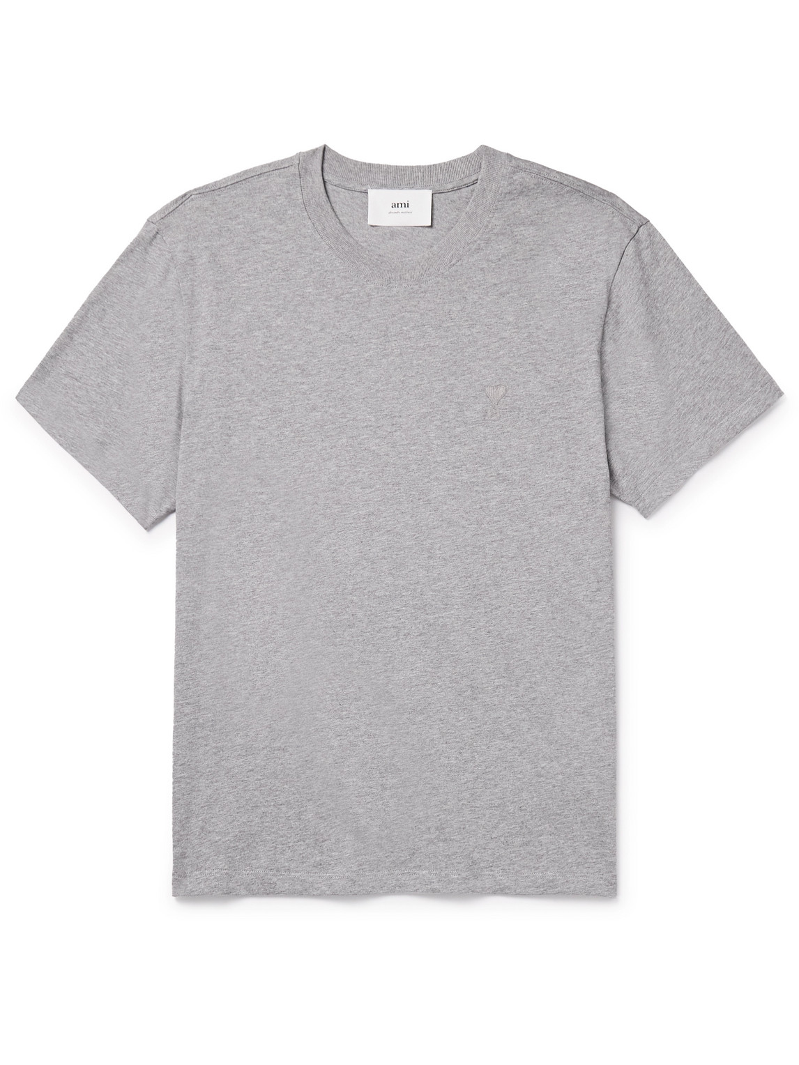 Ami Alexandre Mattiussi Logo-embroidered Cotton-jersey T-shirt In Gray