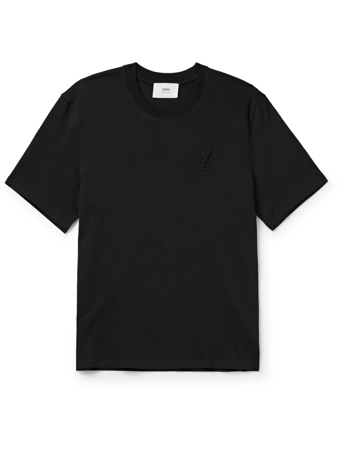 Ami Alexandre Mattiussi Logo-embossed Cotton-jersey T-shirt In Black