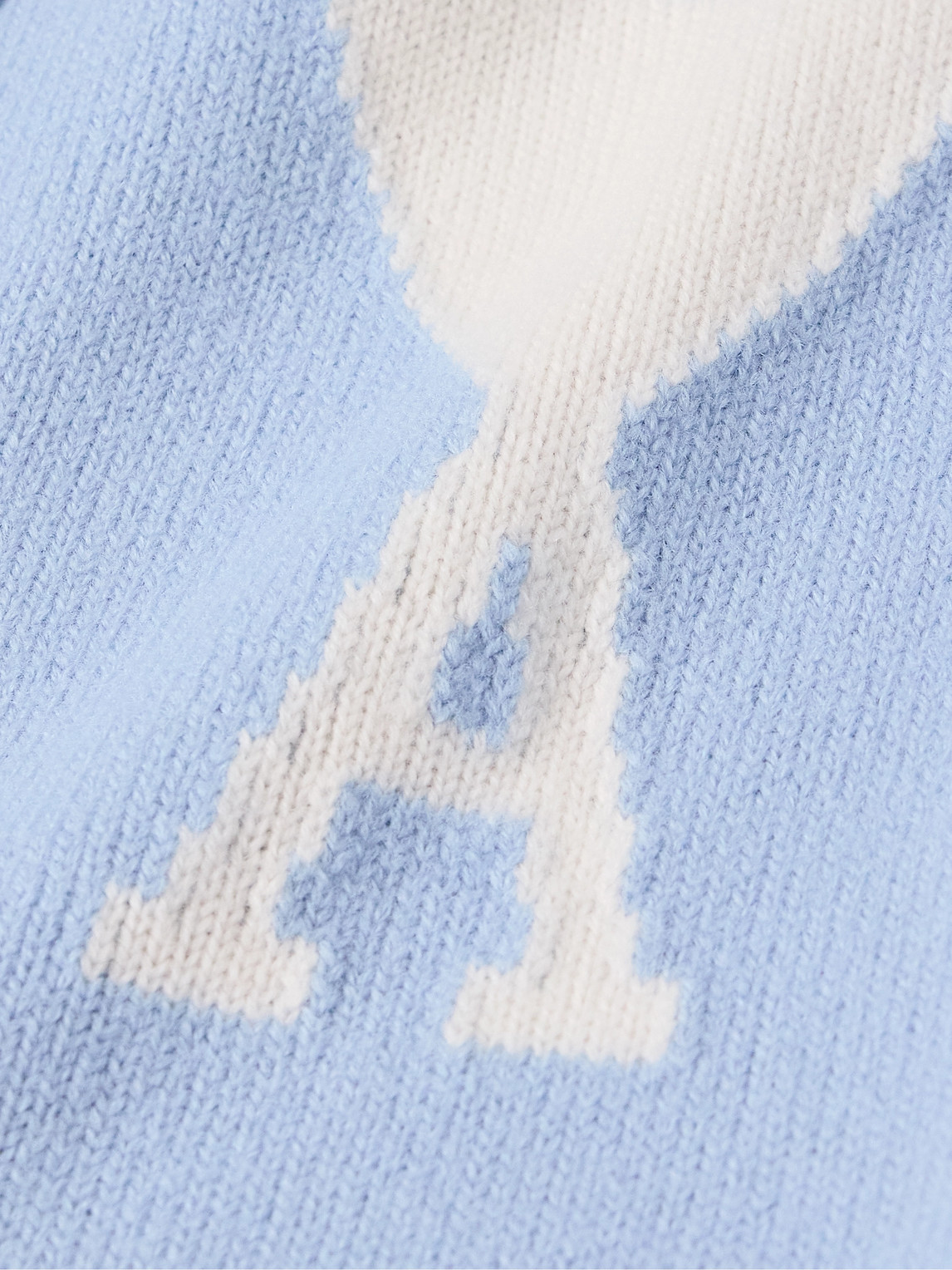 Shop Ami Alexandre Mattiussi Logo-intarsia Virgin Wool Cardigan In Blue