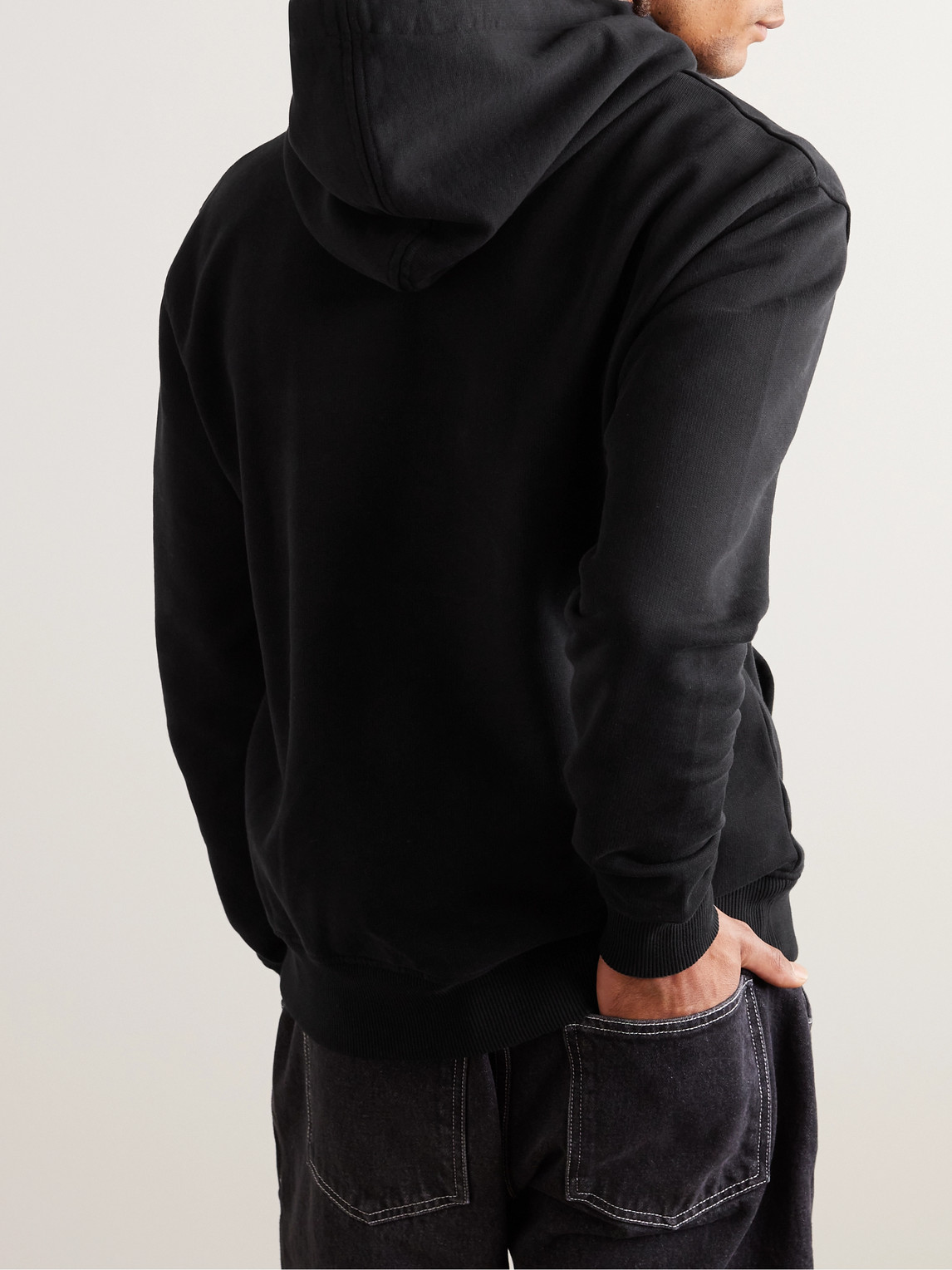 Shop Ami Alexandre Mattiussi Logo-embroidered Organic Cotton-jersey Hoodie In Black