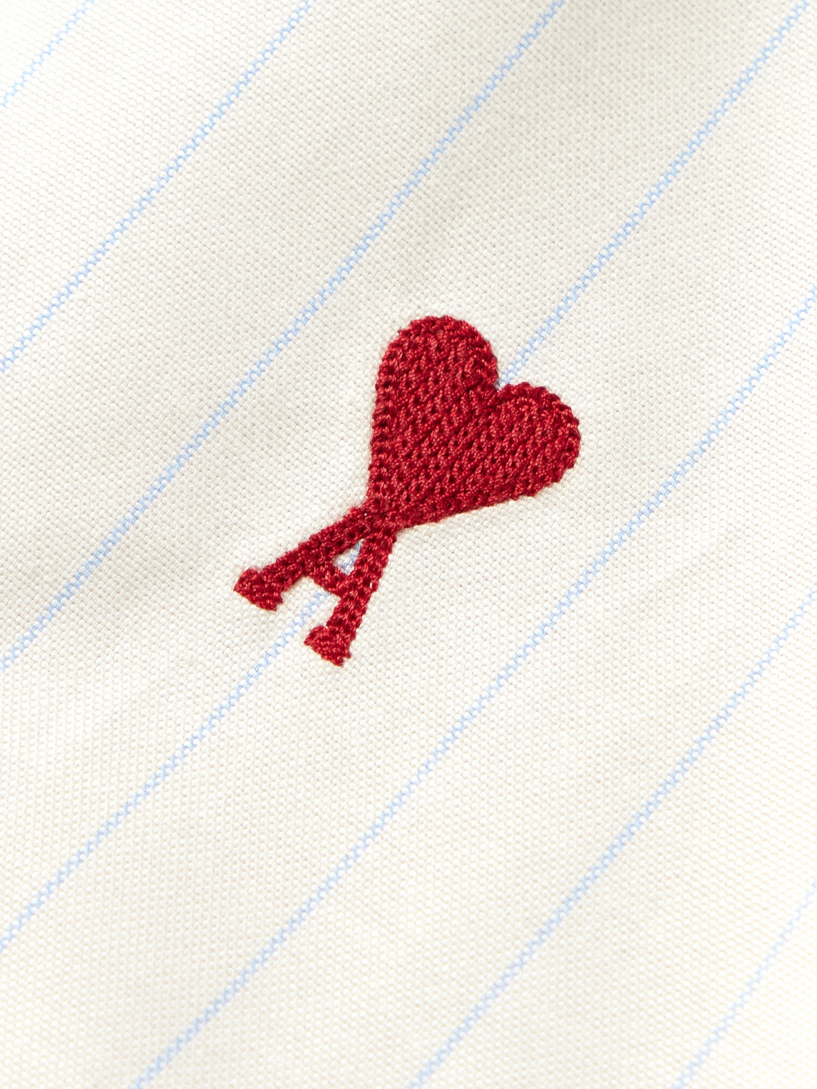 Shop Ami Alexandre Mattiussi Button-down Collar Logo-embroidered Striped Cotton Shirt In Neutrals