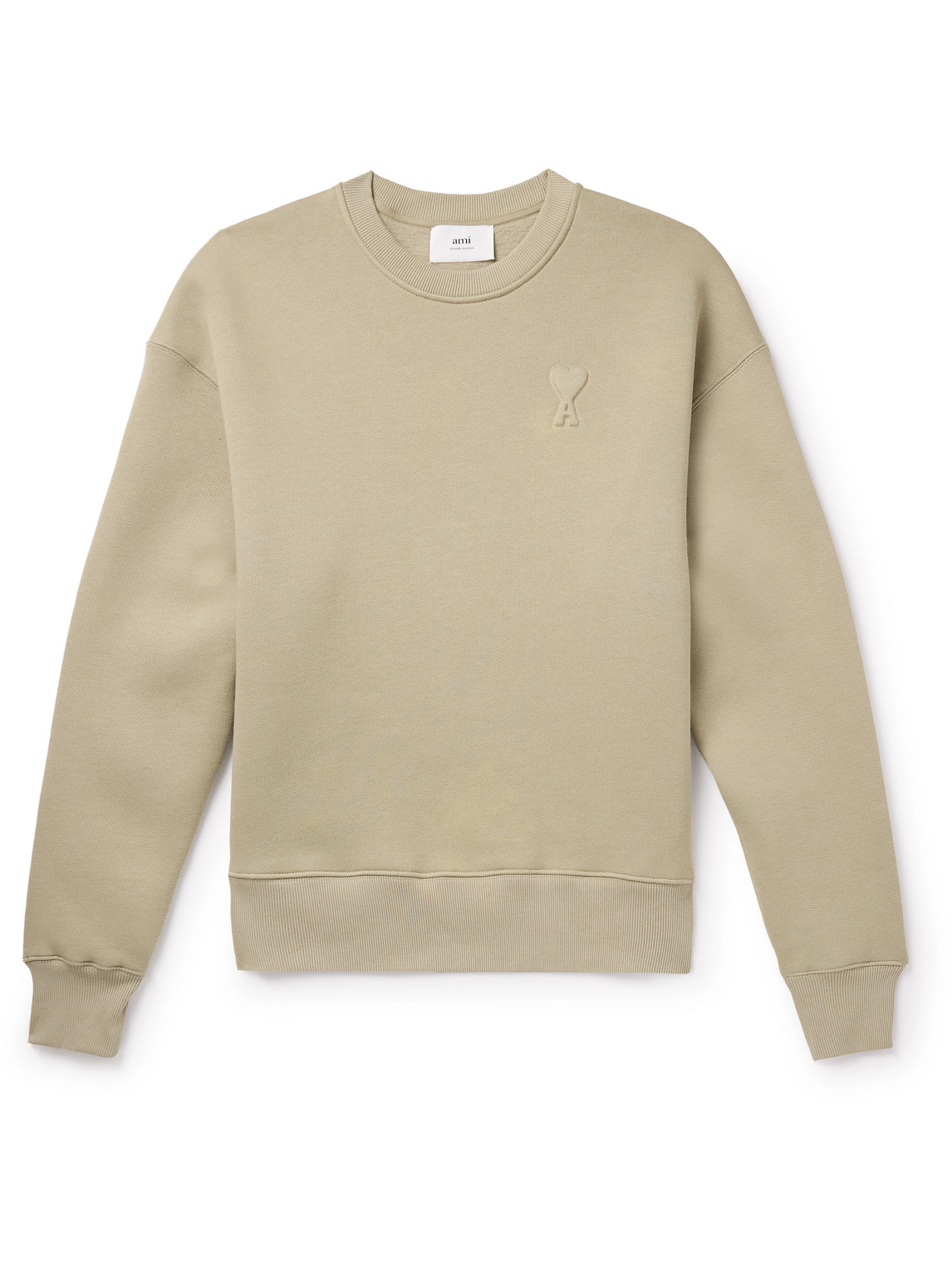 Ami Alexandre Mattiussi Logo-embossed Cotton-blend Jersey Sweatshirt In Neutrals