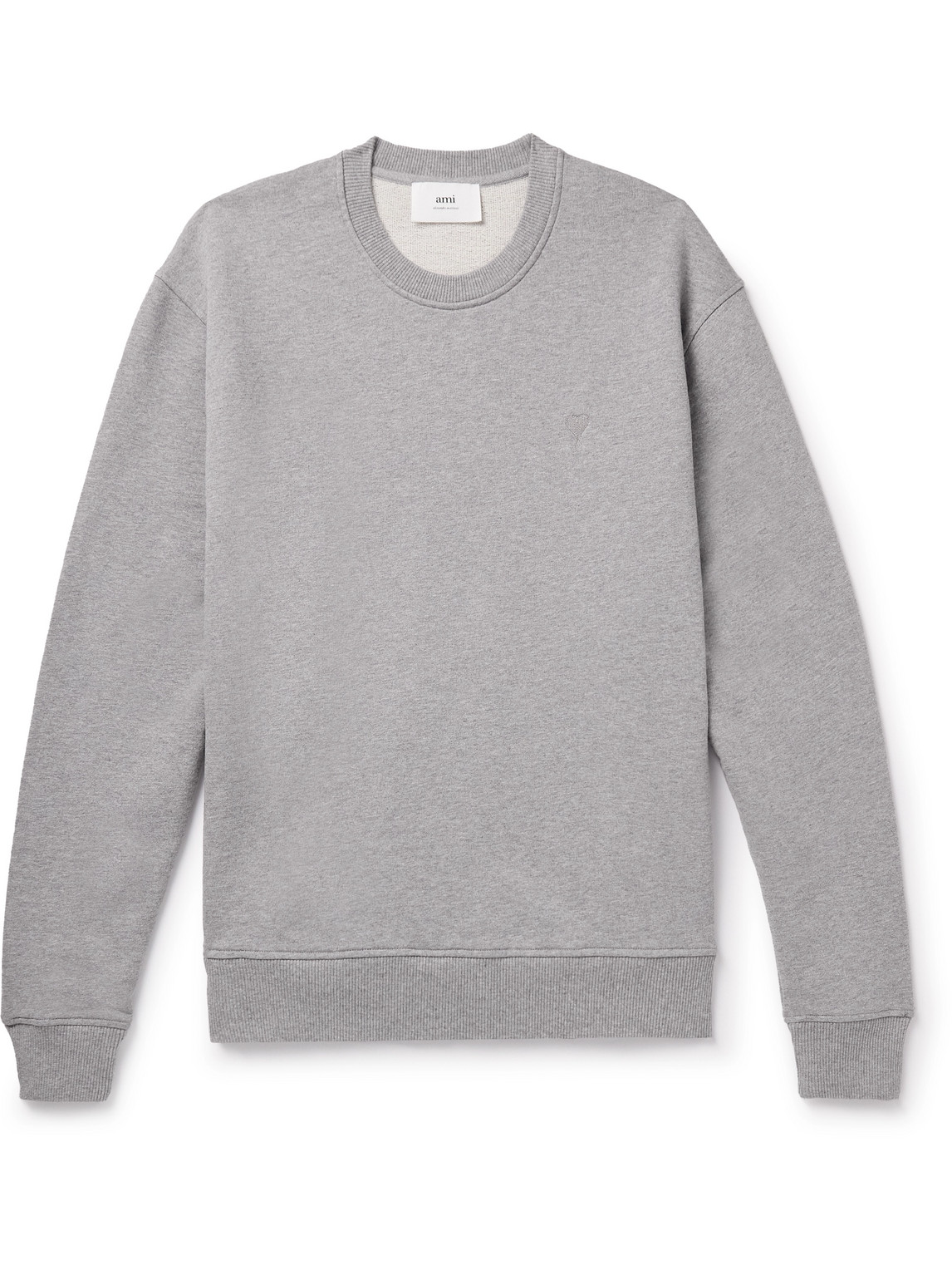 Ami Alexandre Mattiussi Logo-embroidered Cotton-jersey Sweatshirt In Gray