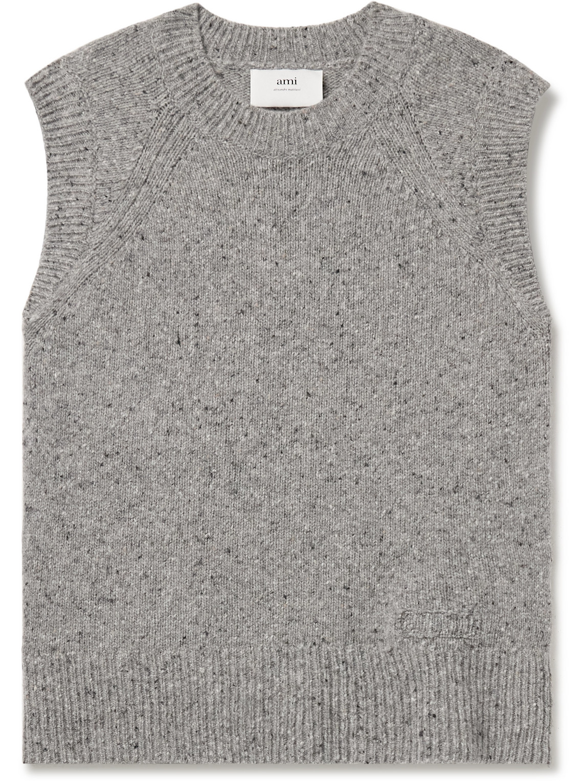 Shop Ami Alexandre Mattiussi Virgin Wool-blend Sweater Vest In Gray