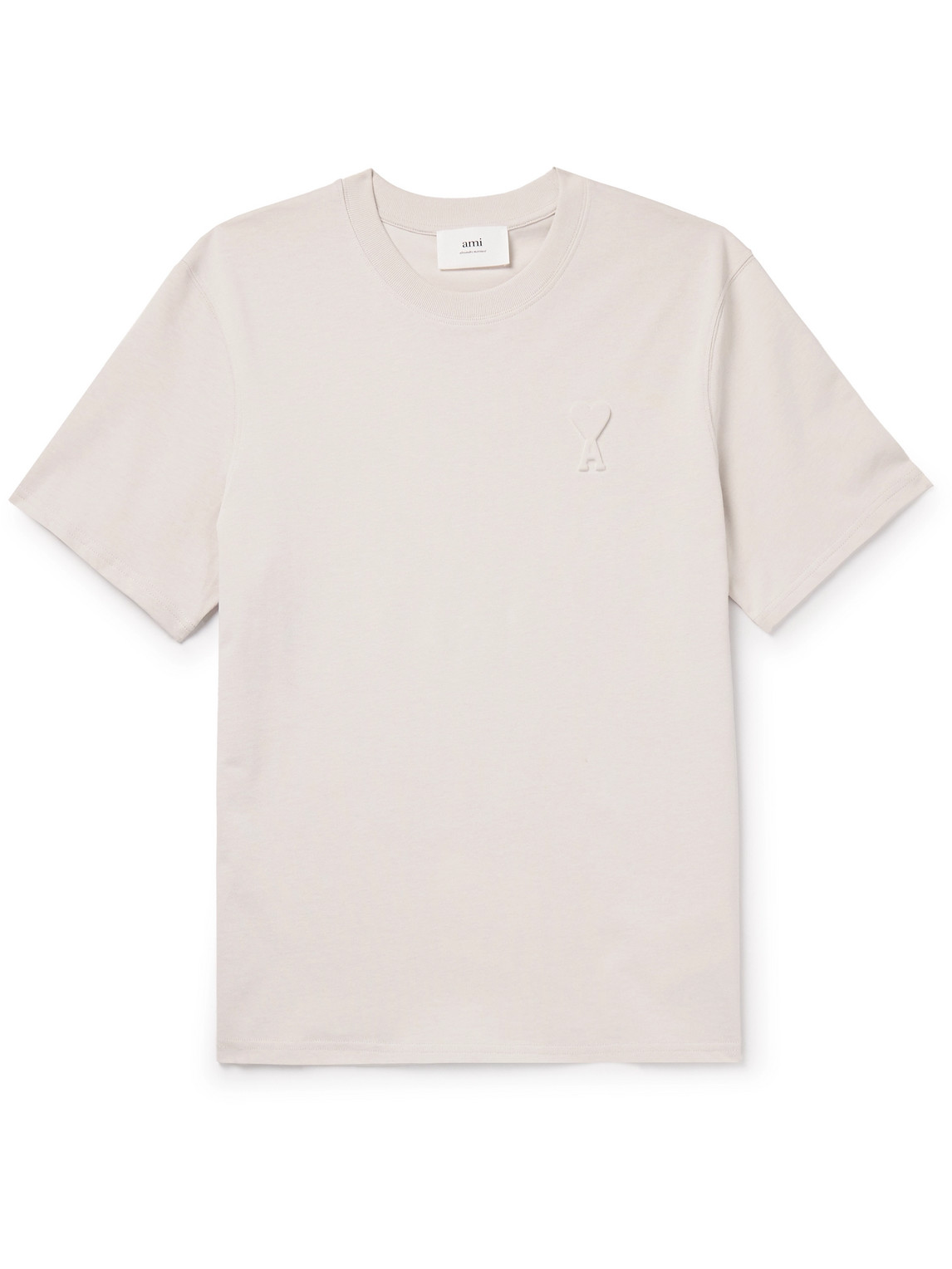 Ami Alexandre Mattiussi Logo-embossed Cotton-jersey T-shirt In Neutrals
