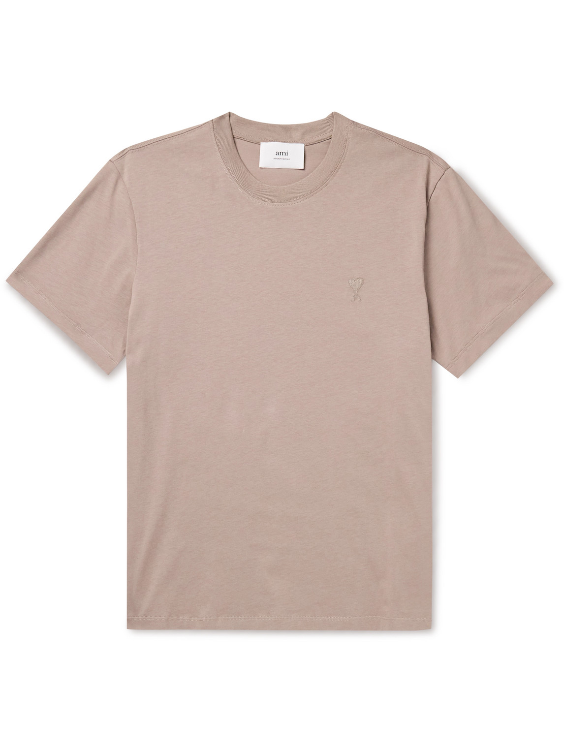 Ami Alexandre Mattiussi Logo-embroidered Cotton-jersey T-shirt In Brown
