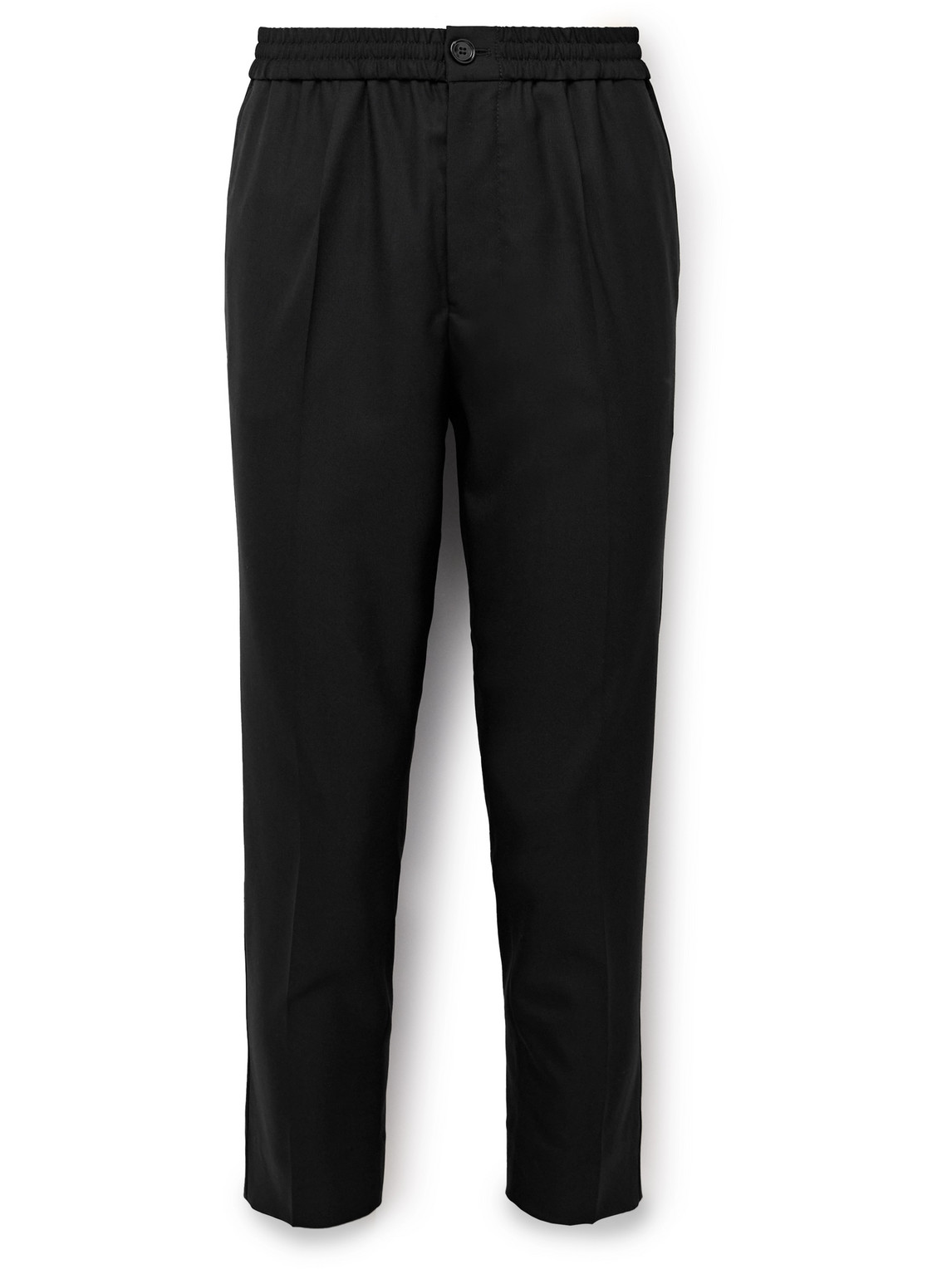 Shop Ami Alexandre Mattiussi Slim-fit Cropped Pleated Virgin Wool Trousers In Black