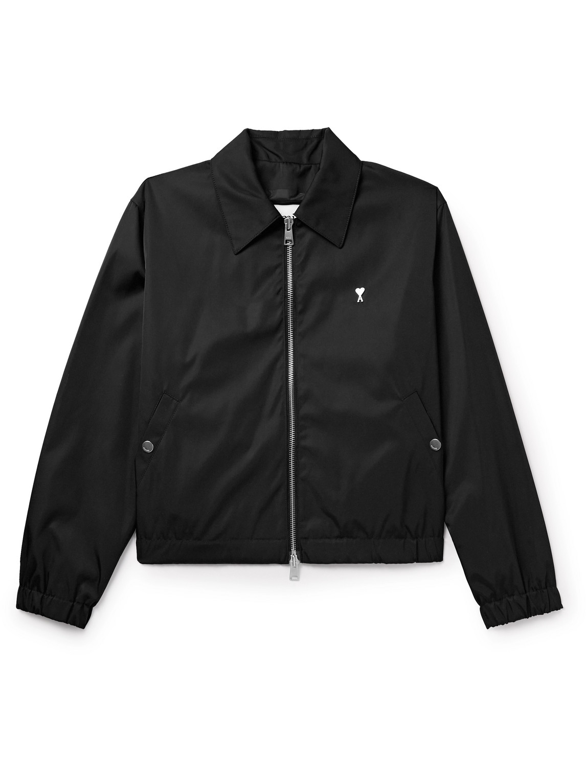 Ami Alexandre Mattiussi Logo-embellished Satin-twill Blouson Jacket In Black