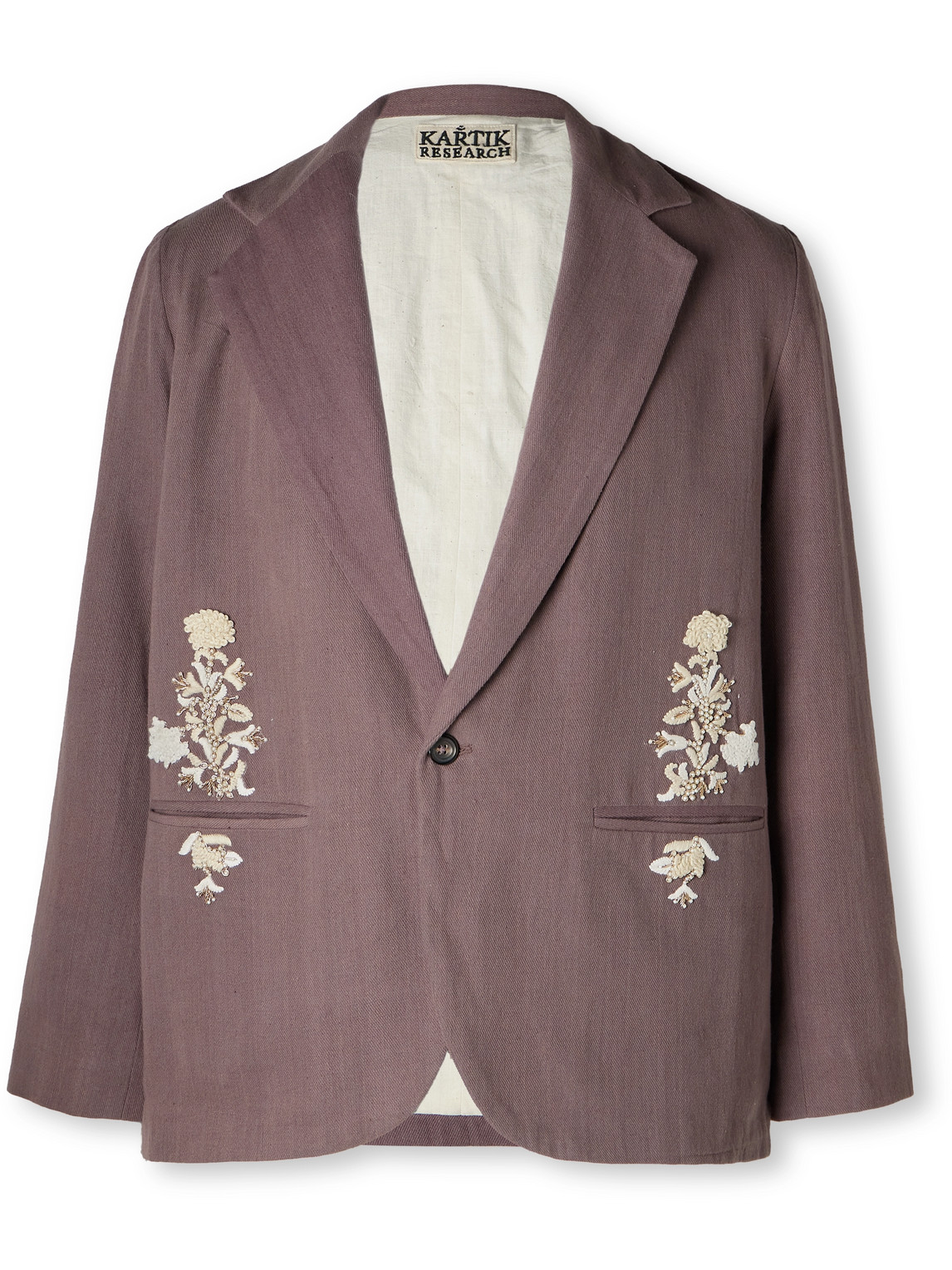 Kartik Research Embellished Cotton Blazer In Purple