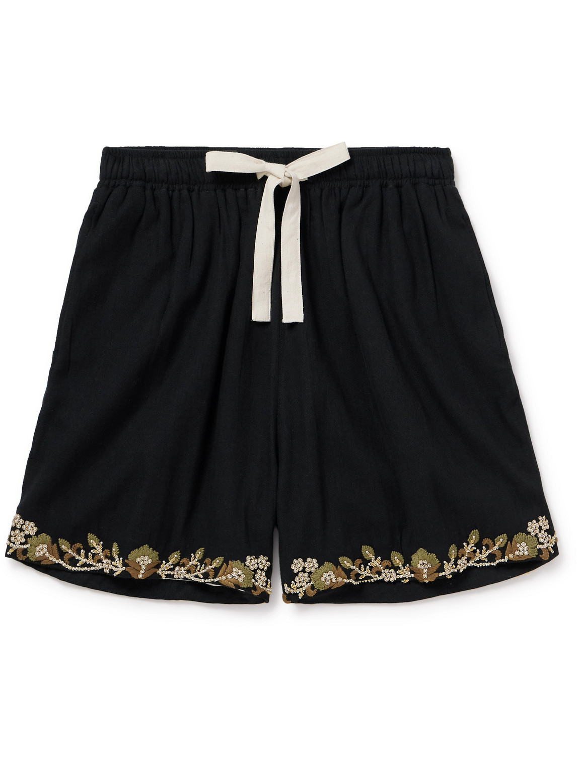 Kartik Research Embellished Cotton Drawstring Shorts In Black