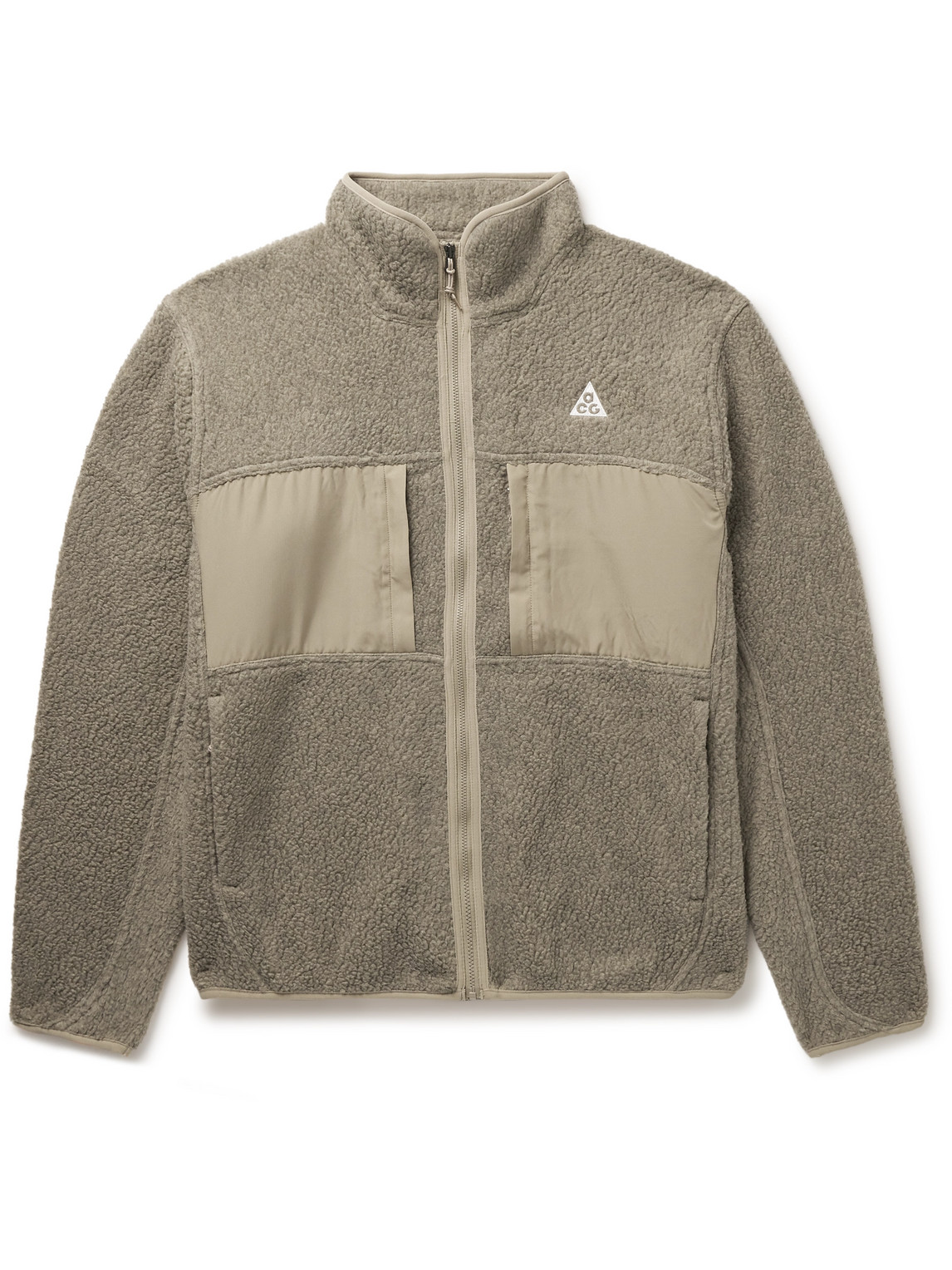 Shop Nike Acg Arctic Wolf Logo-embroidered Shell-trimmed Polartec® Fleece Jacket In Neutrals