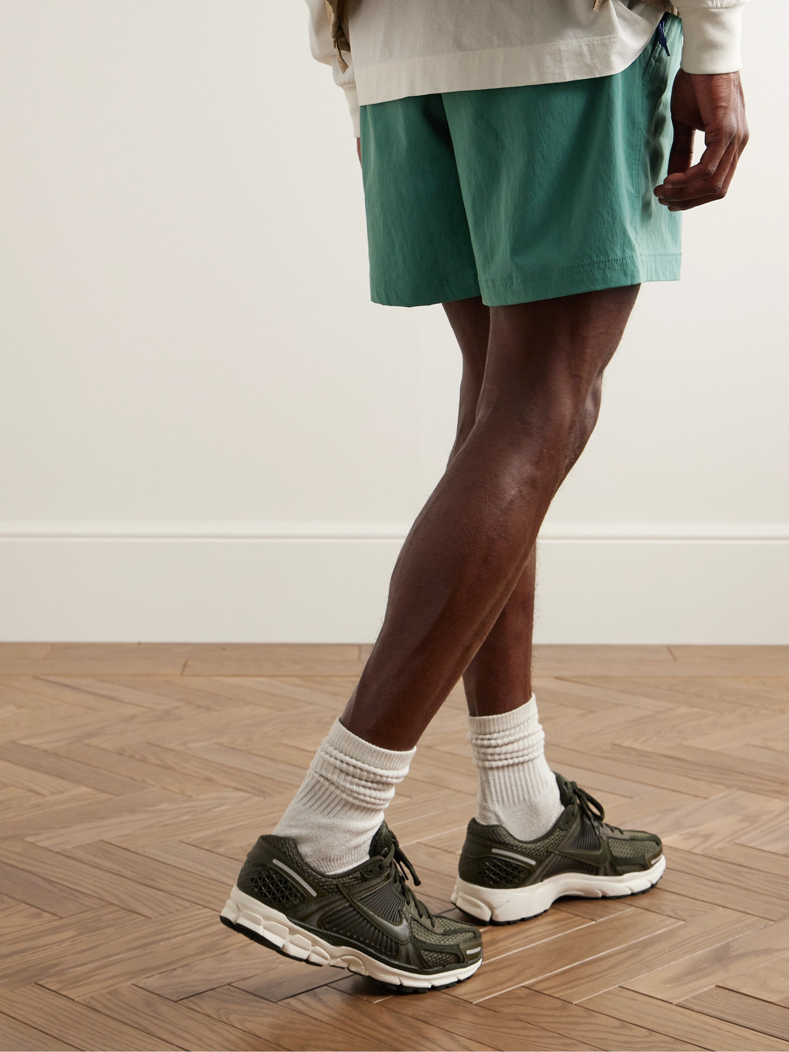 Shop Nike Acg Straight-leg Logo-embroidered Belted Nylon Shorts In Green