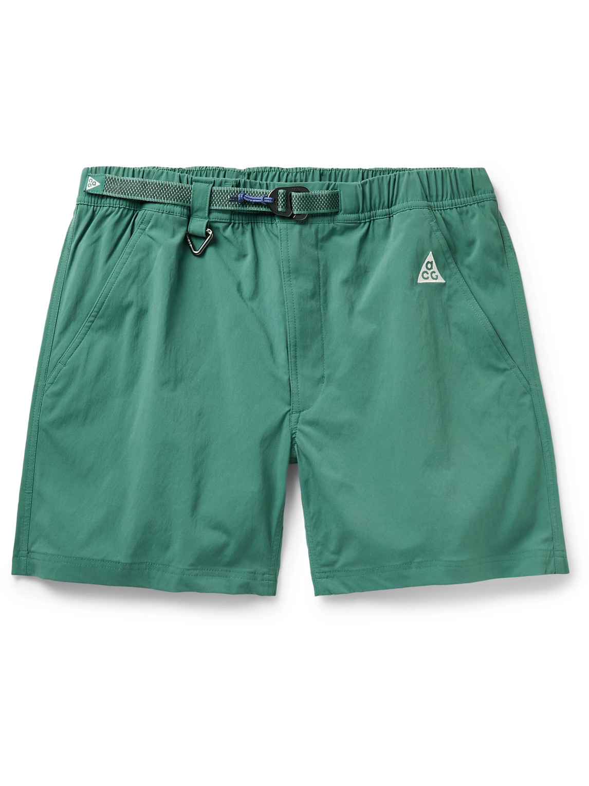 Shop Nike Acg Straight-leg Logo-embroidered Belted Nylon Shorts In Green