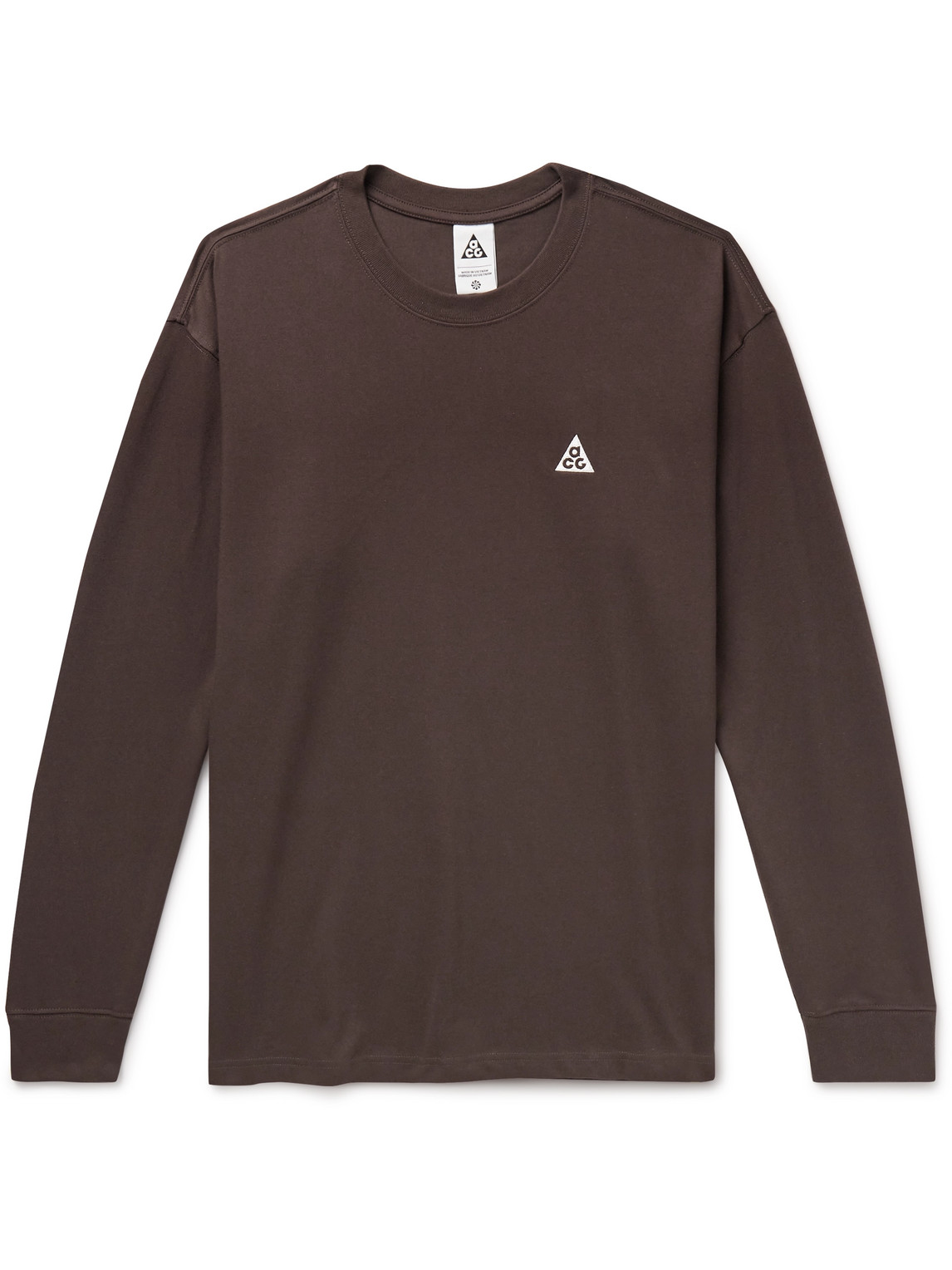 Nike Acg Logo-embroidered Jersey T-shirt In Brown
