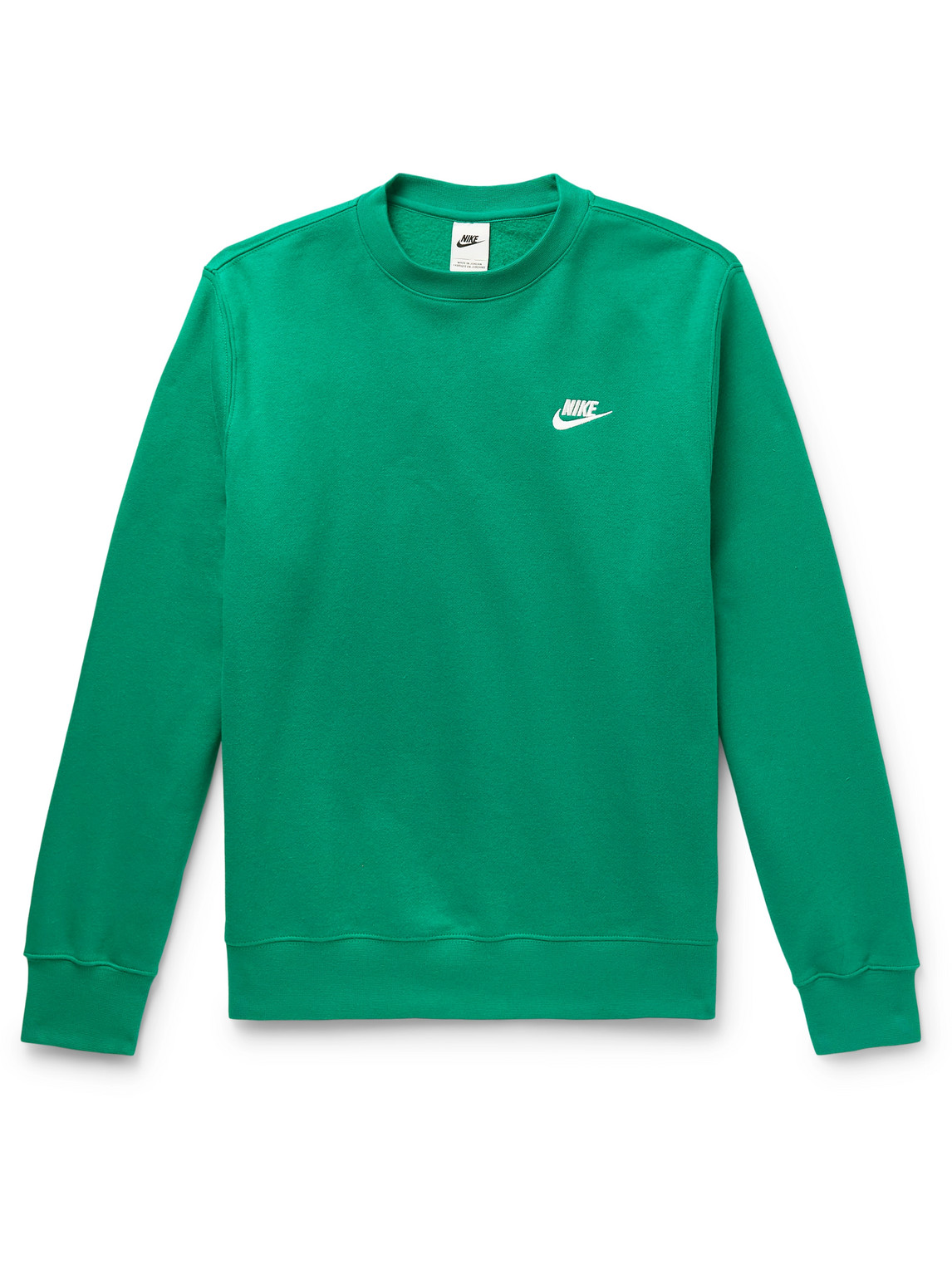 Nike Sportswear Club Logo-embroidered Cotton-blend Jersey Sweatshirt In Green
