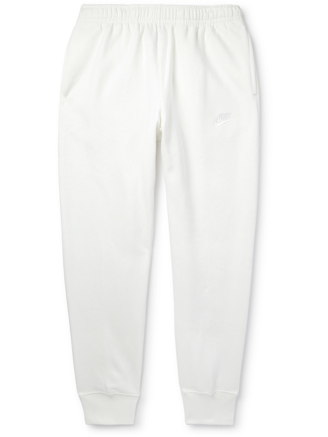 Nike Sportswear Club Slim-fit Logo-embroidered Cotton-blend Jersey Sweatpants In White