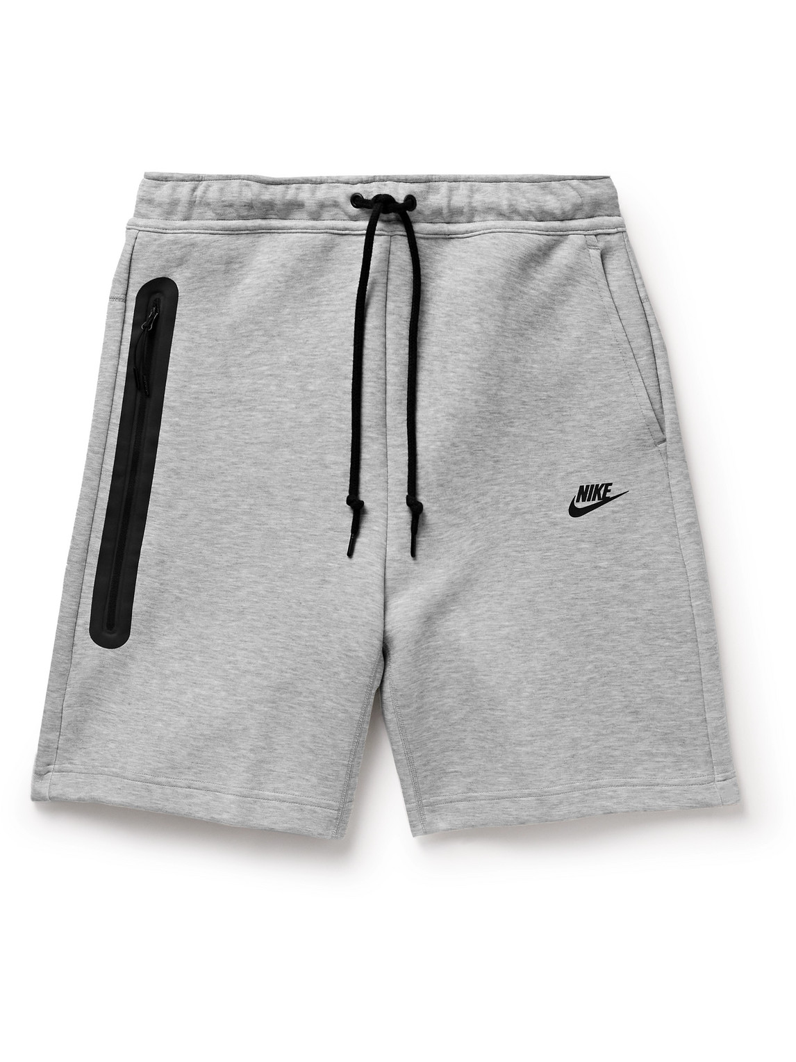 Nike Straight-leg Logo-print Cotton-blend Tech Fleece Drawstring Shorts In Gray