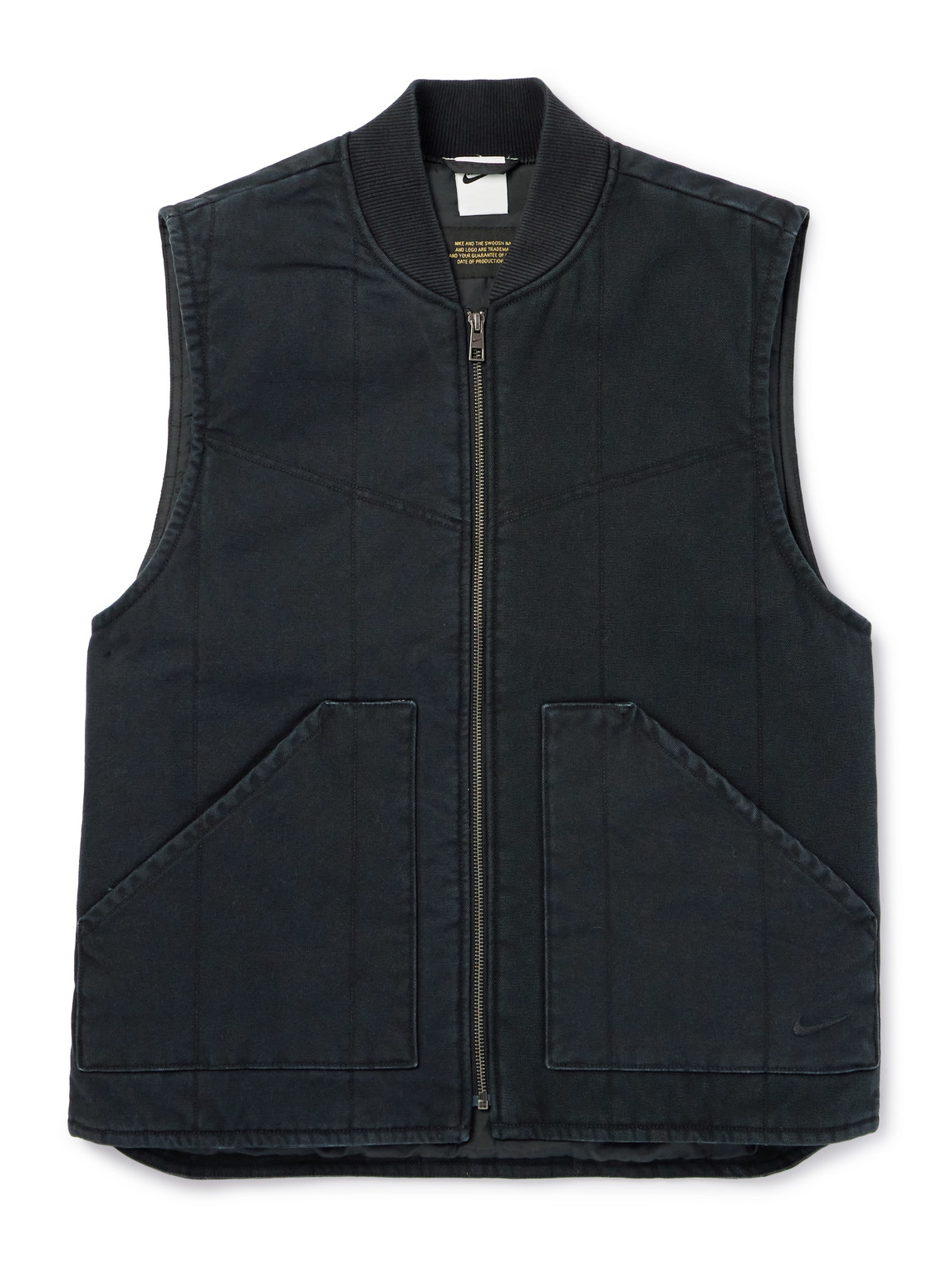 Nike Logo-embroidered Padded Cotton-canvas Gilet In Black