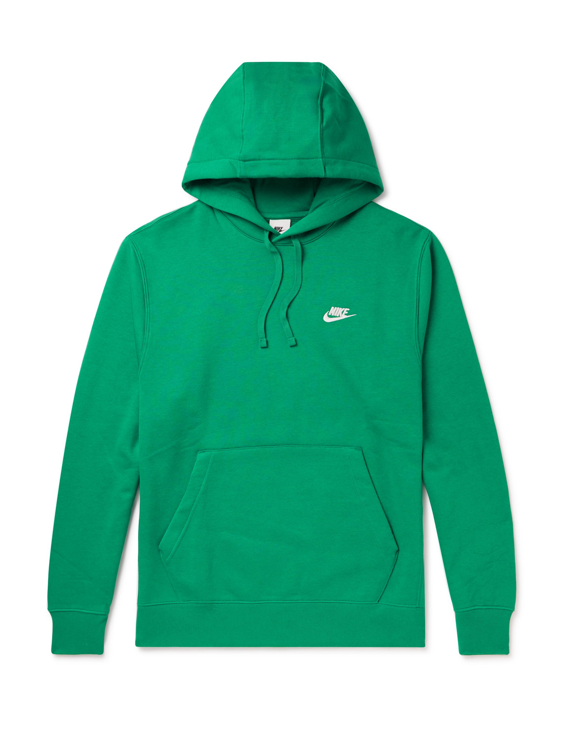 Nike Sportswear Club Logo-embroidered Cotton-blend Jersey Hoodie In Green