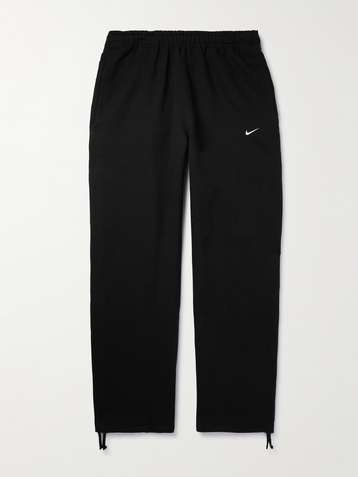 Straight-Leg Logo-Embroidered Cotton-Blend Velour Track Pants