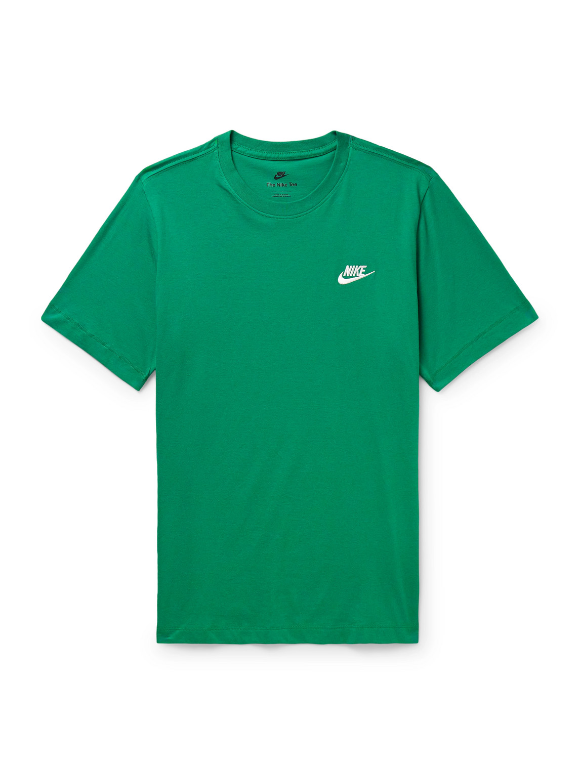Shop Nike Sportswear Club Logo-embroidered Cotton-jersey T-shirt In Green