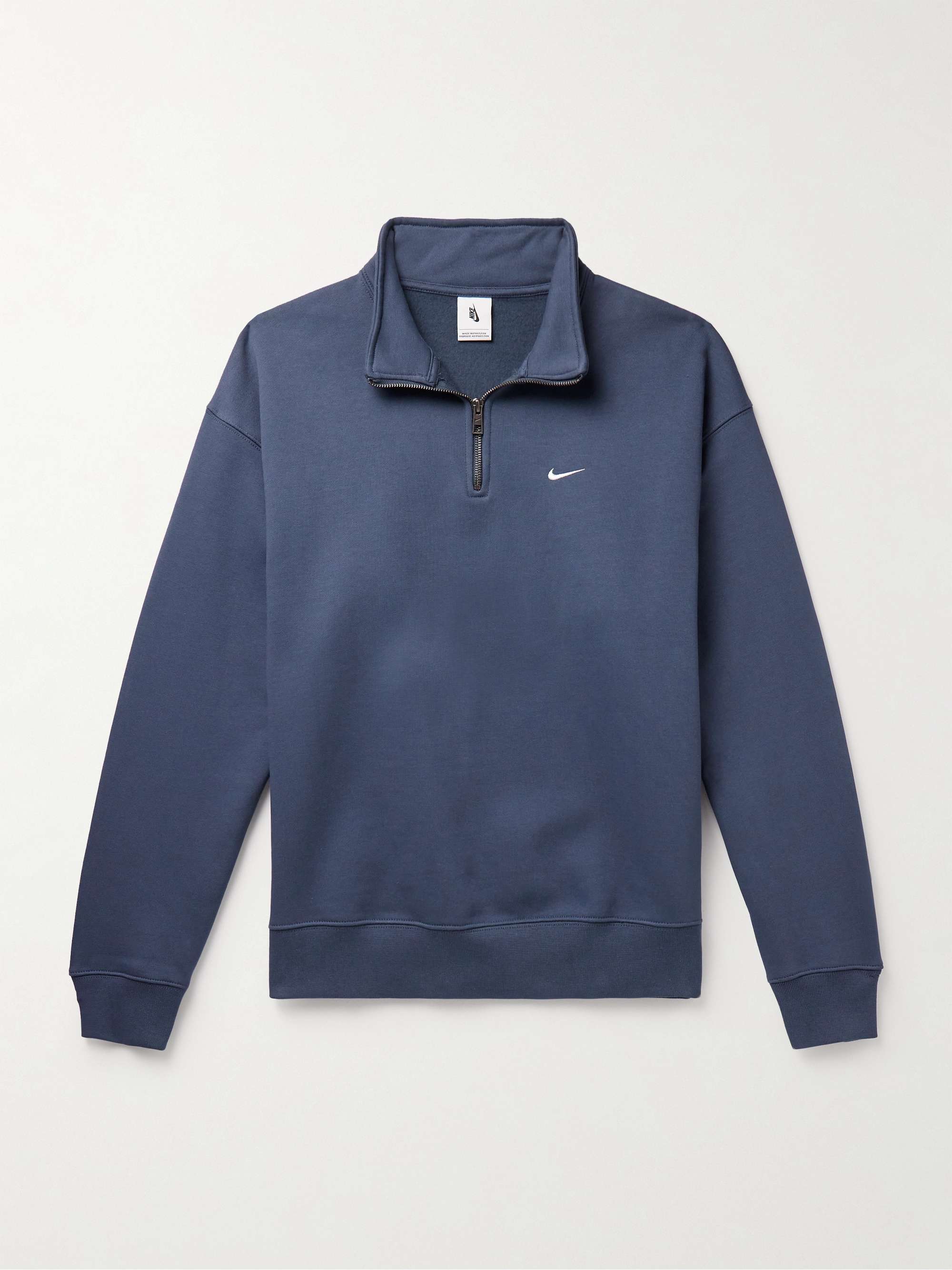 NIKE Solo Swoosh Logo-Embroidered Cotton-Blend Jersey Half-Zip ...