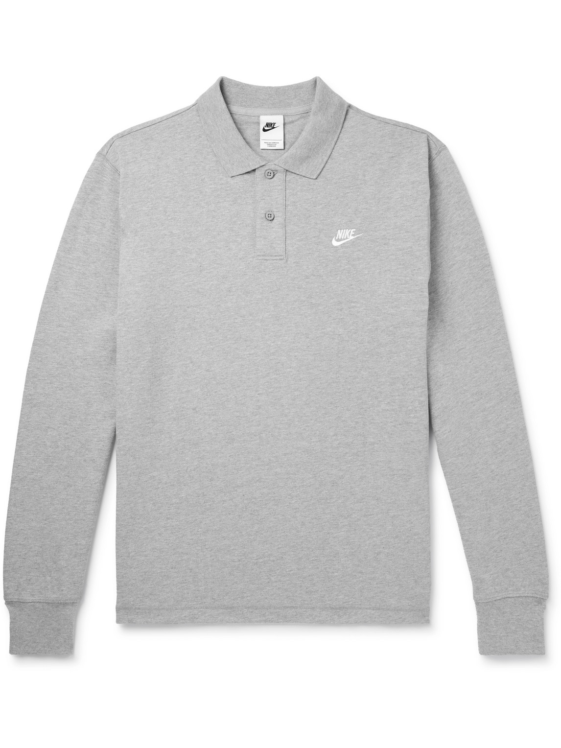 Nike Logo-embroidered Cotton-jersey Polo Shirt In Grey