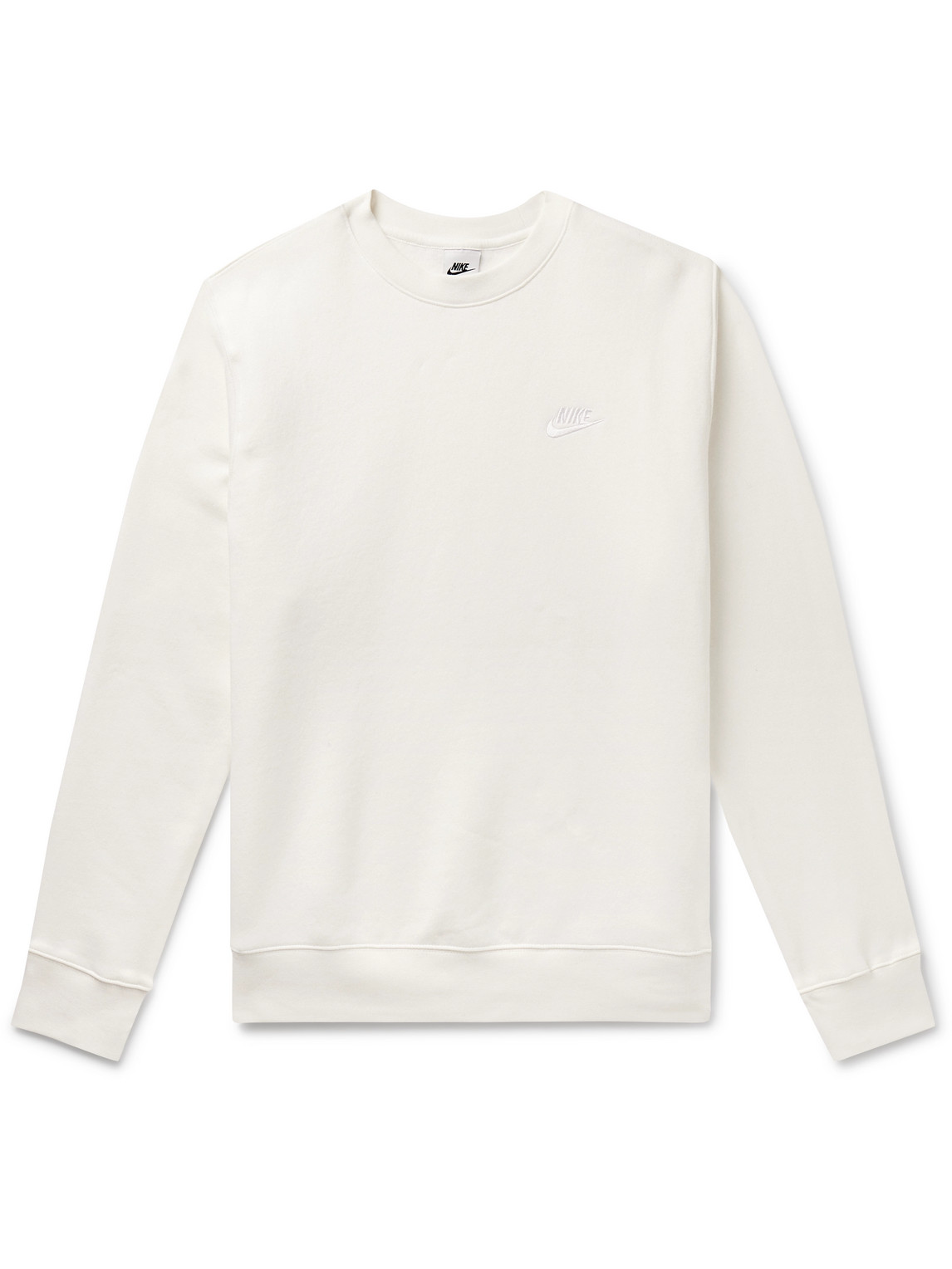 Nike Sportswear Club Logo-embroidered Cotton-blend Tech Fleece Sweatshirt In White