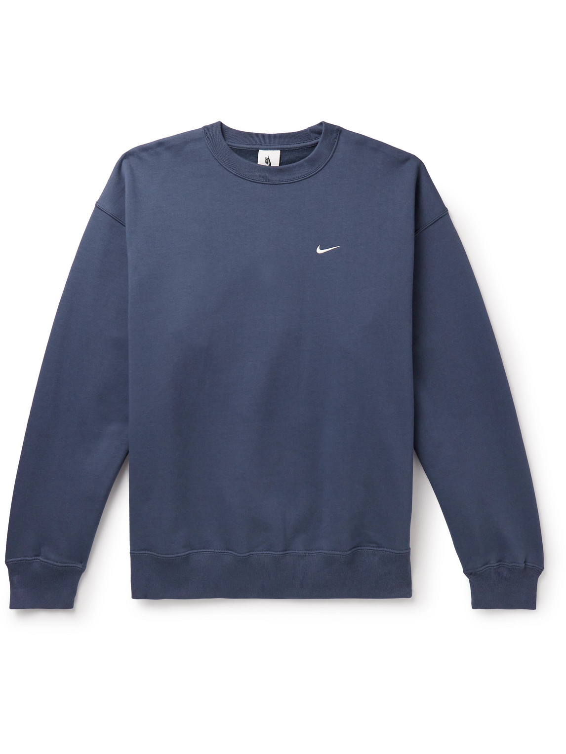 Shop Nike Solo Swoosh Cotton-blend Jersey Sweatshirt In Blue