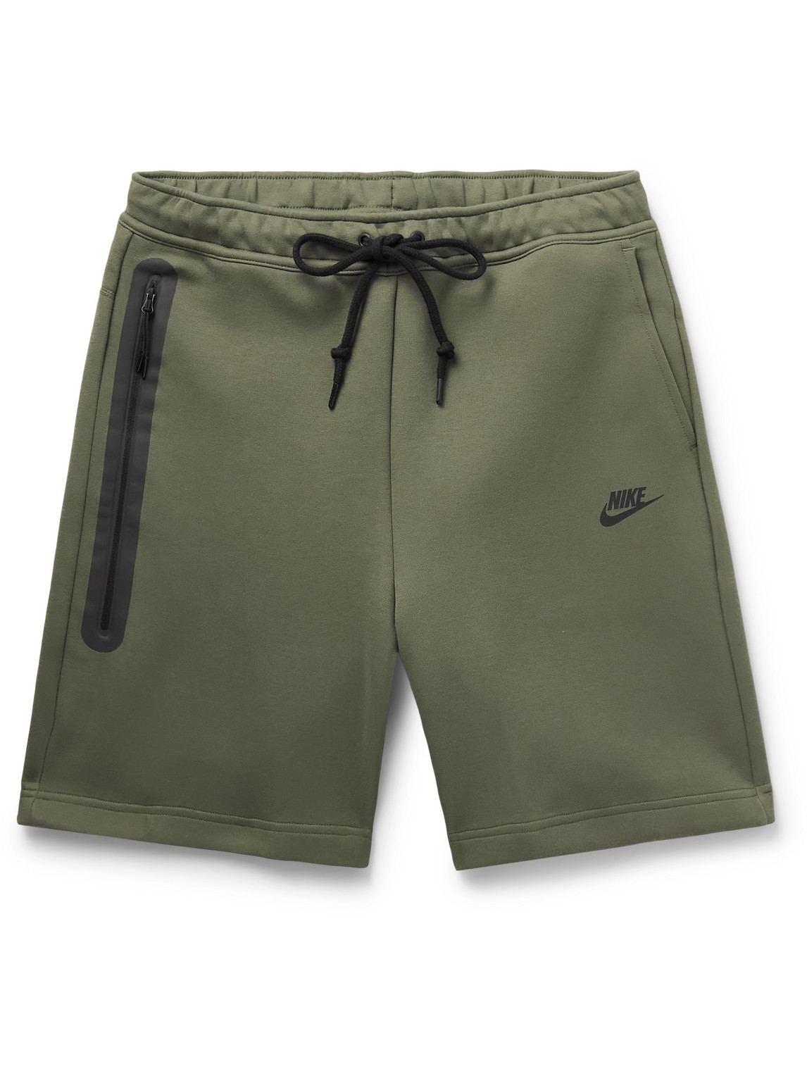 Nike Straight-leg Cotton-blend Tech-fleece Drawstring Shorts In Green