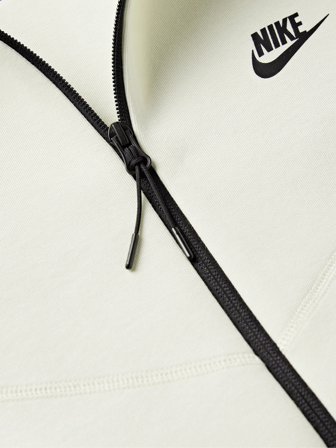 Shop Nike Logo-print Cotton-blend Tech Fleece Zip-up Hoodie In Neutrals