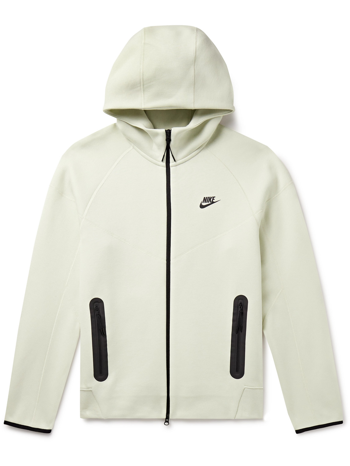 Shop Nike Logo-print Cotton-blend Tech Fleece Zip-up Hoodie In Neutrals