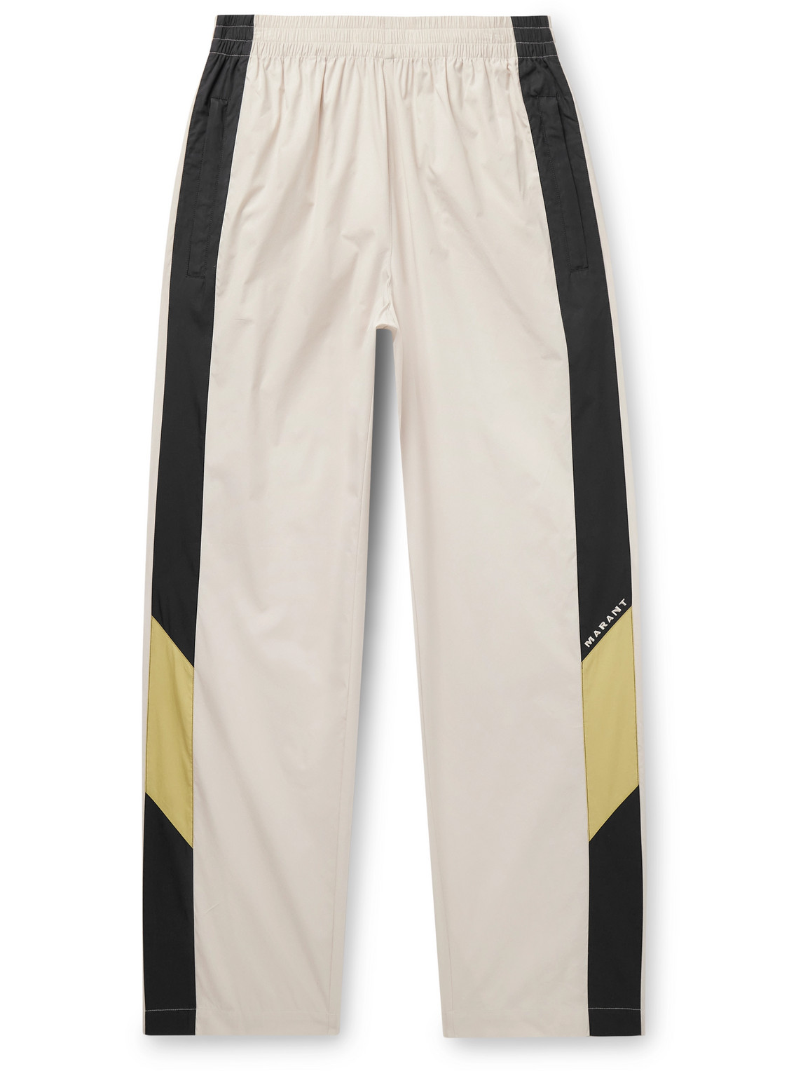 ISABEL MARANT BRYTON WIDE-LEG LOGO-EMBROIDERED COLOUR-BLOCK COTTON-BLEND SHELL TRACK PANTS