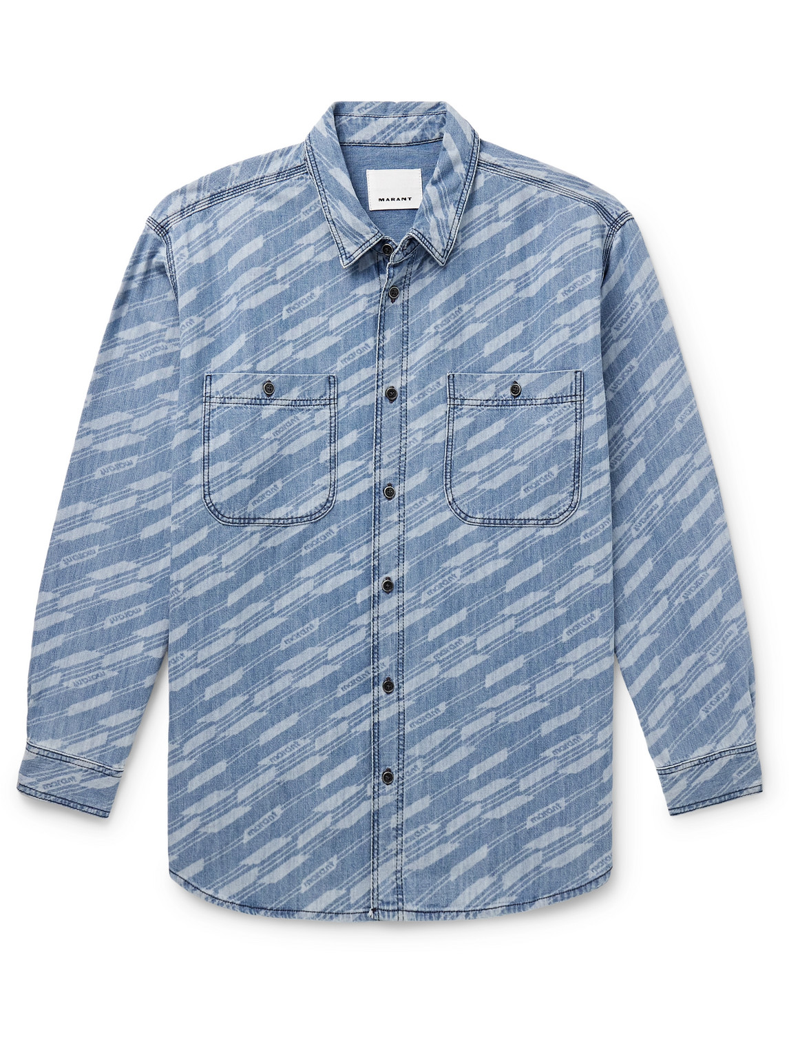 Marant Bhelyn Printed Denim Shirt In Blue