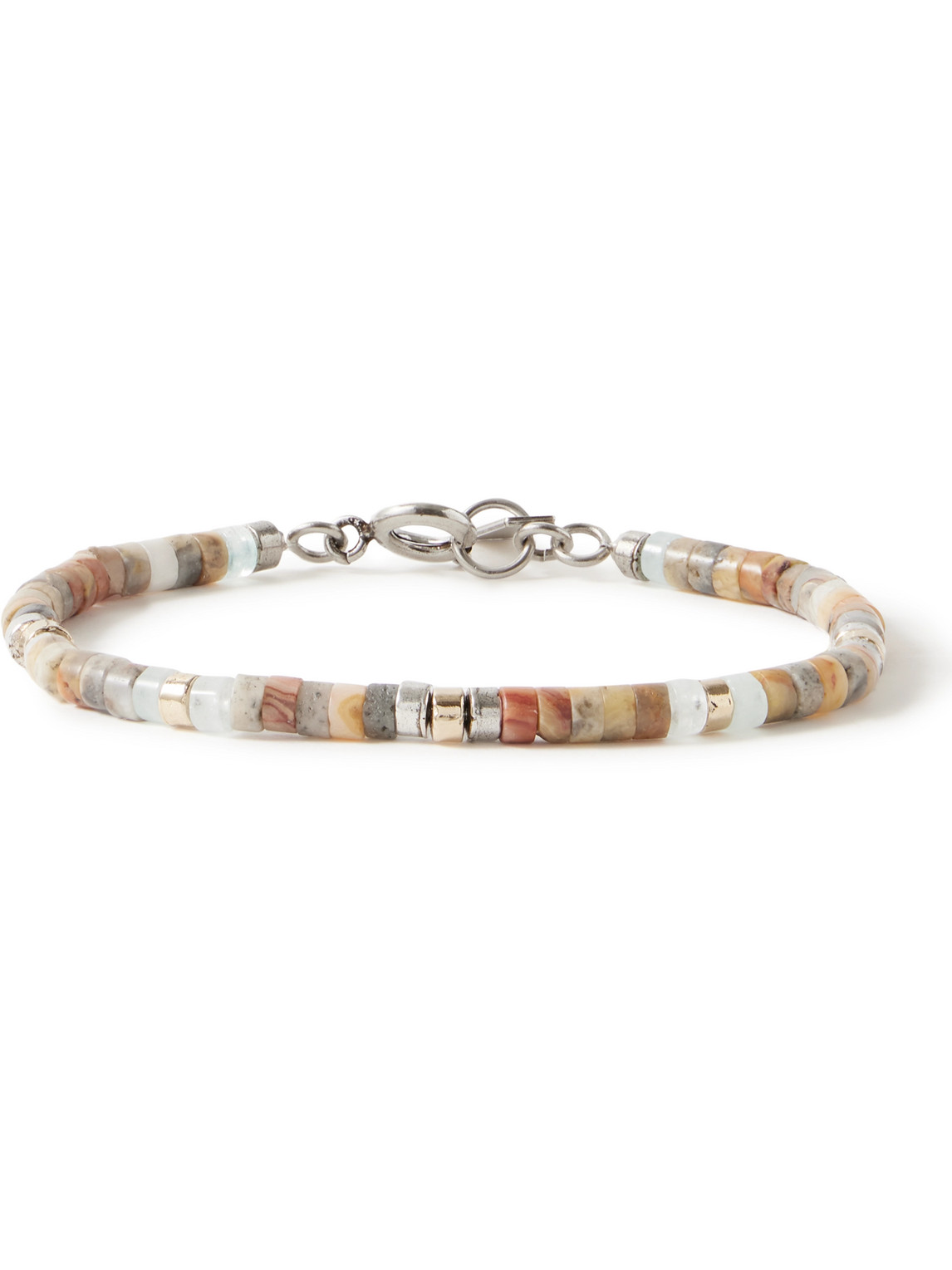 Marant Perfectly Man Silver- And Gold-tone, Agate And Jade Bracelet In Brown