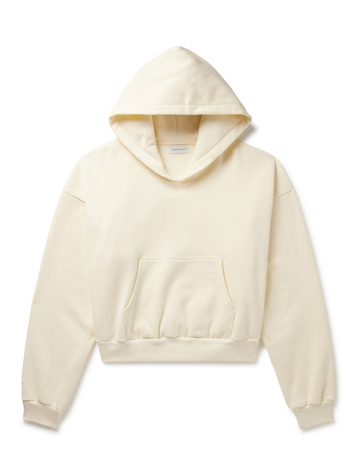 John Elliott Tilted Cropped Cotton-jersey Hoodie In Neutrals