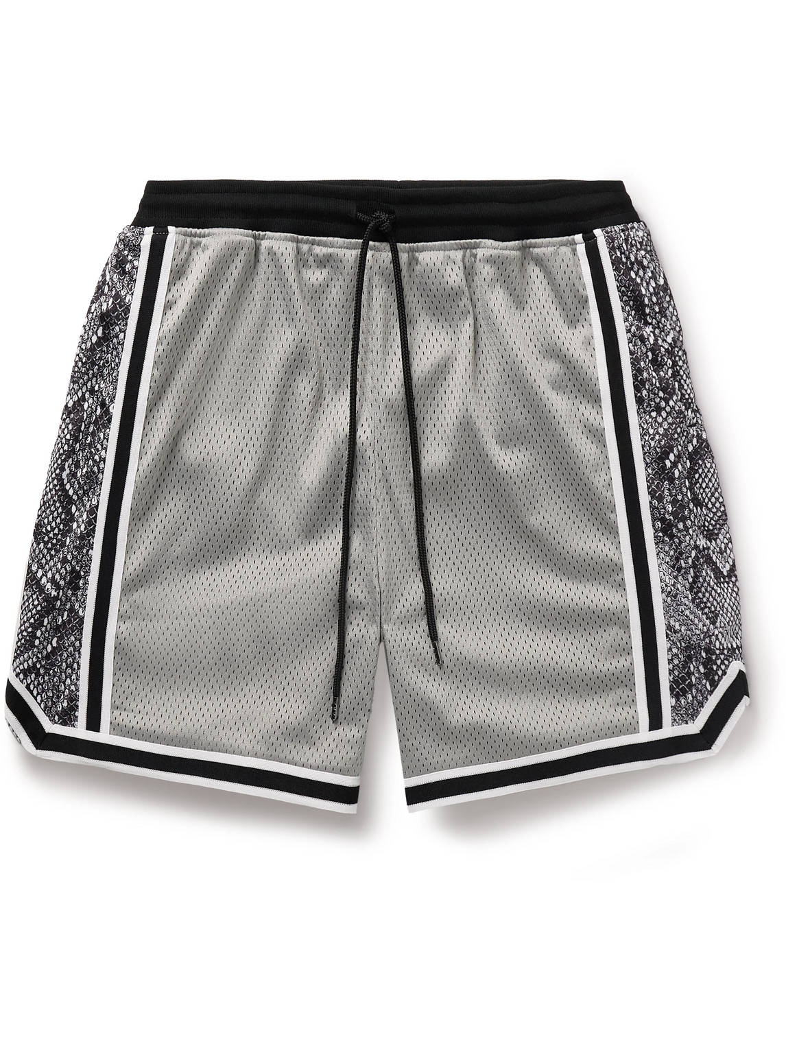 John Elliott Vintage Varsity Straight-leg Panelled Mesh Drawstring Shorts In Grey
