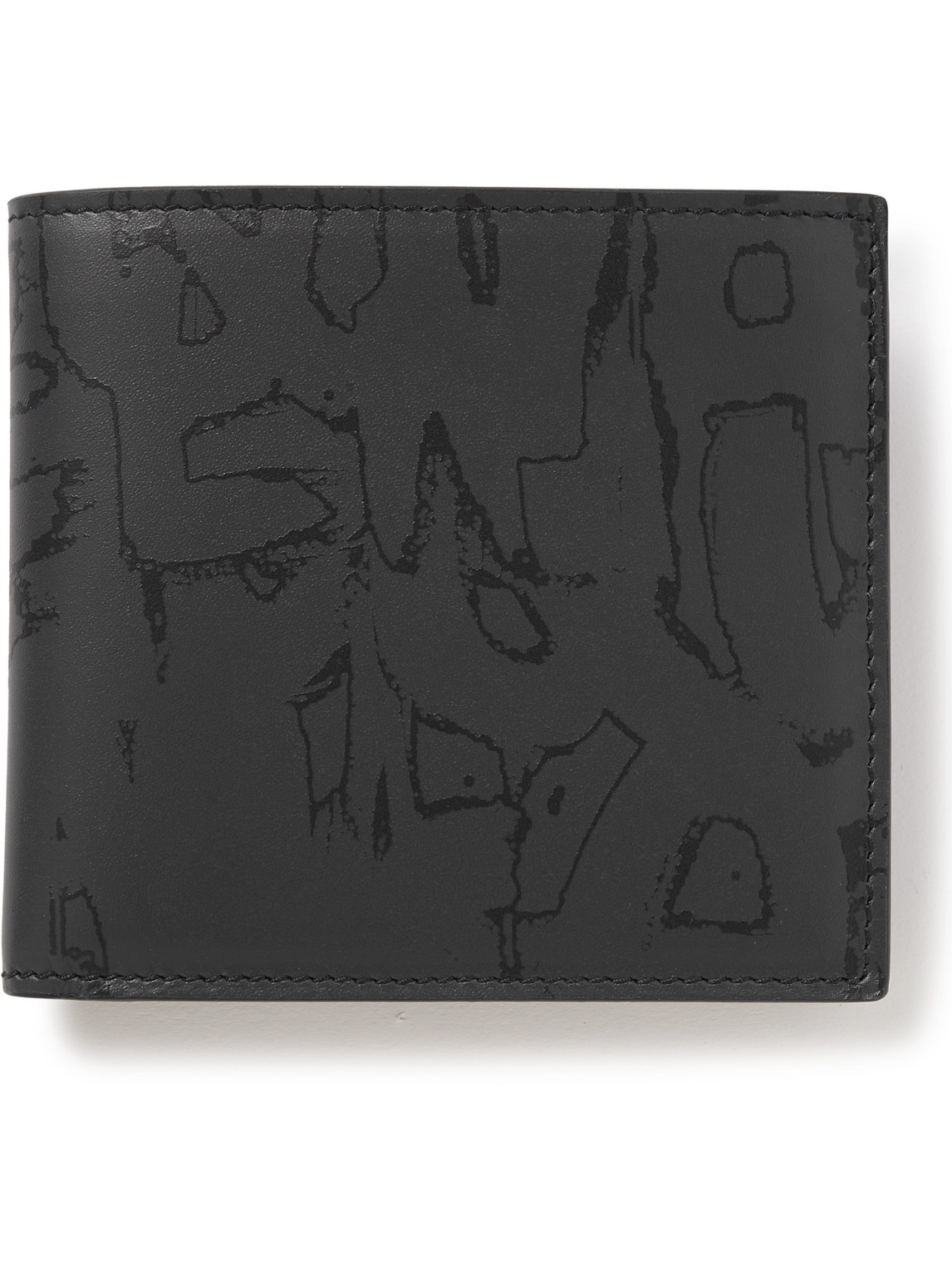 Alexander Mcqueen Printed Leather Billfold Wallet In Black
