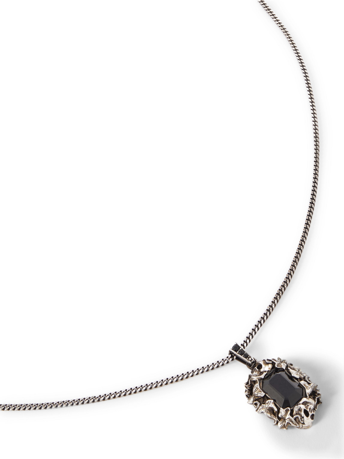Ivy Skull Silver-Tone Crystal Necklace