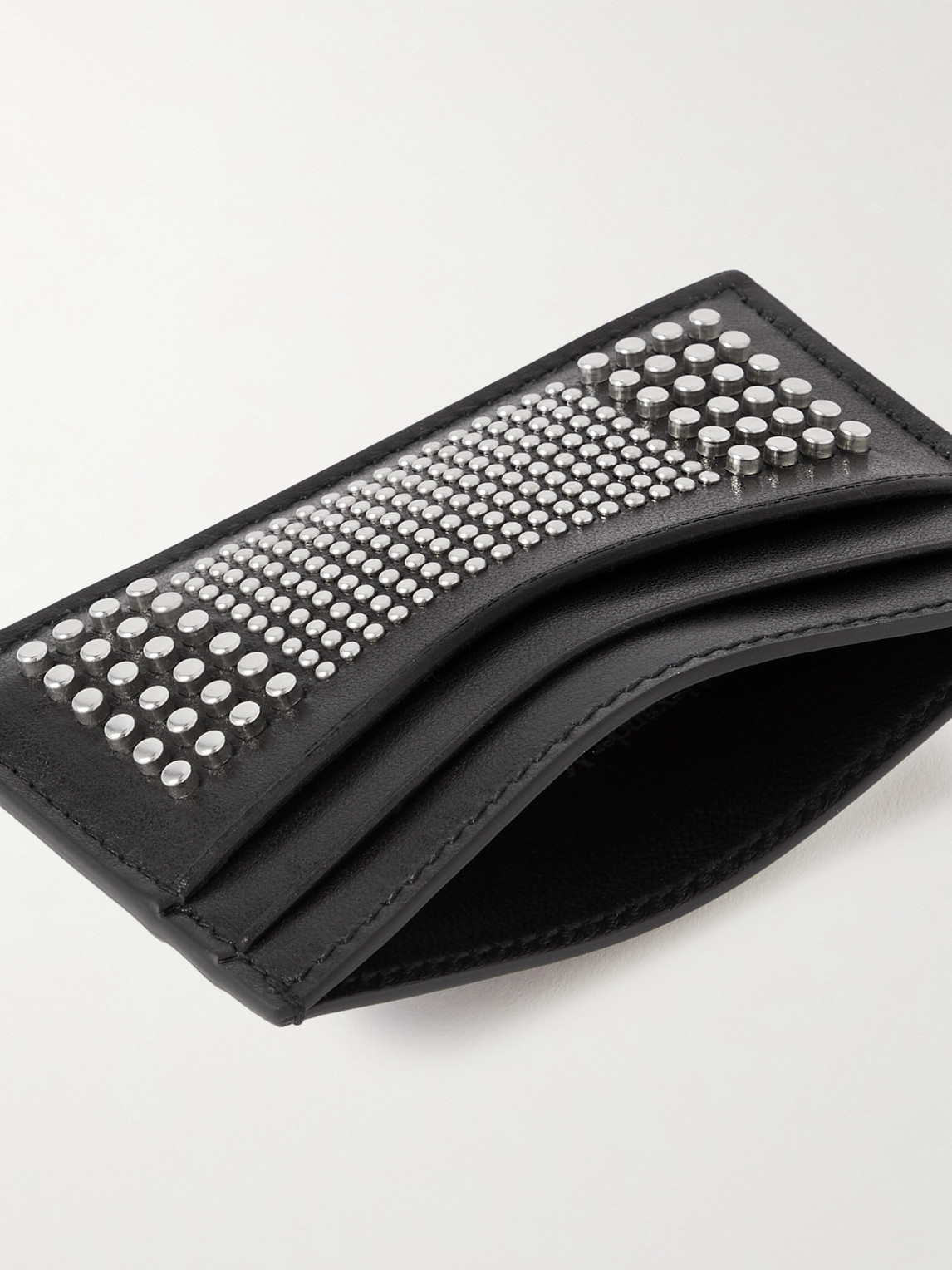 Shop Alexander Mcqueen Studded Leather Cardholder In Black