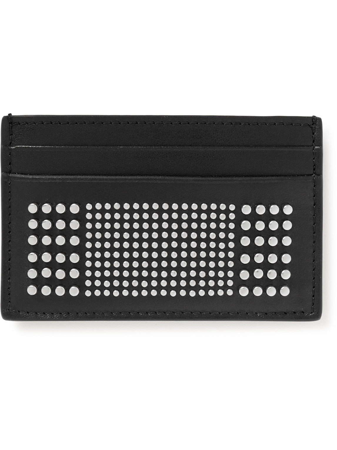 Shop Alexander Mcqueen Studded Leather Cardholder In Black