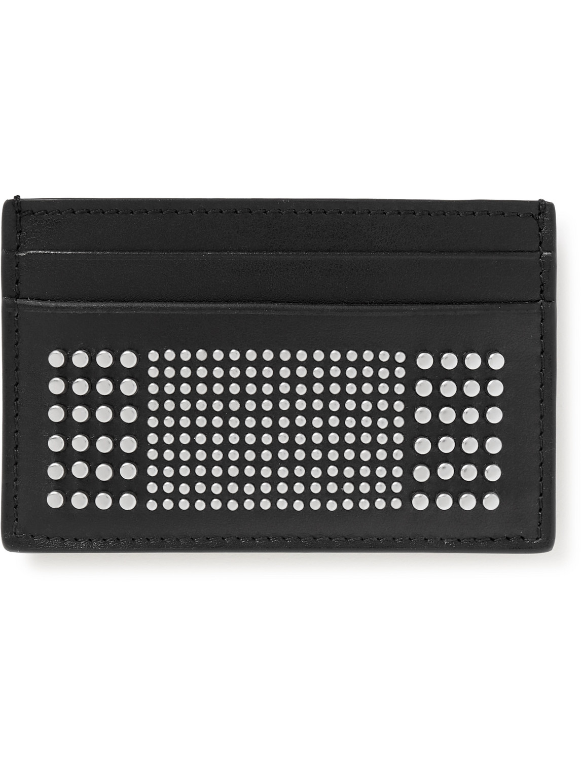 Alexander Mcqueen Black Card-holder With Silver-finished Studs In Leather Man In Black