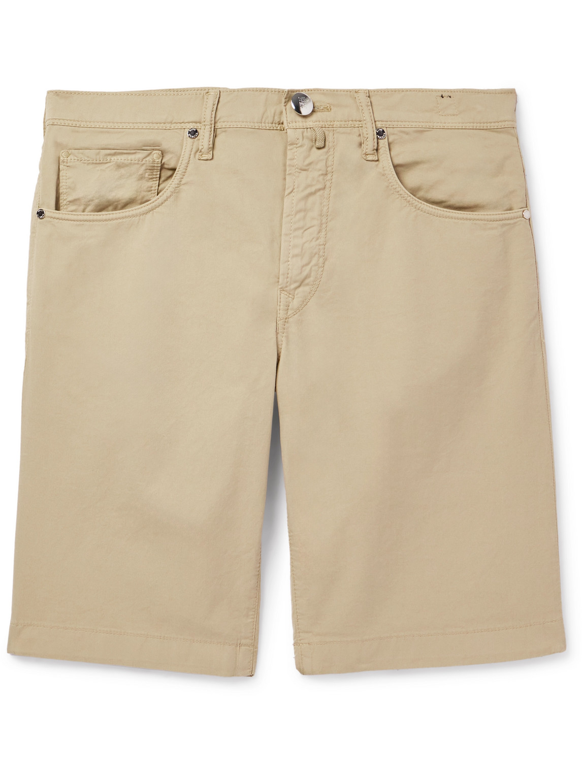 Incotex Straight-leg Stretch-cotton Bermuda Shorts In Neutrals