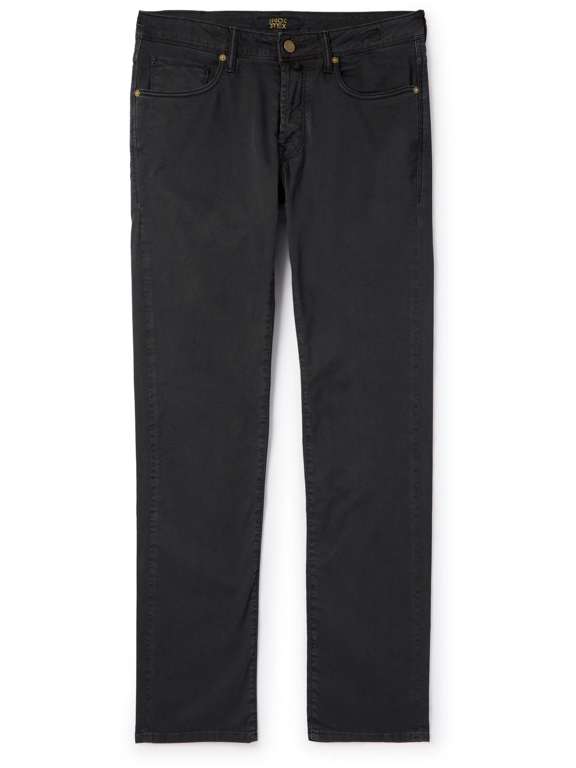 Incotex Slim-fit Straight-leg Cotton-blend Trousers In Black