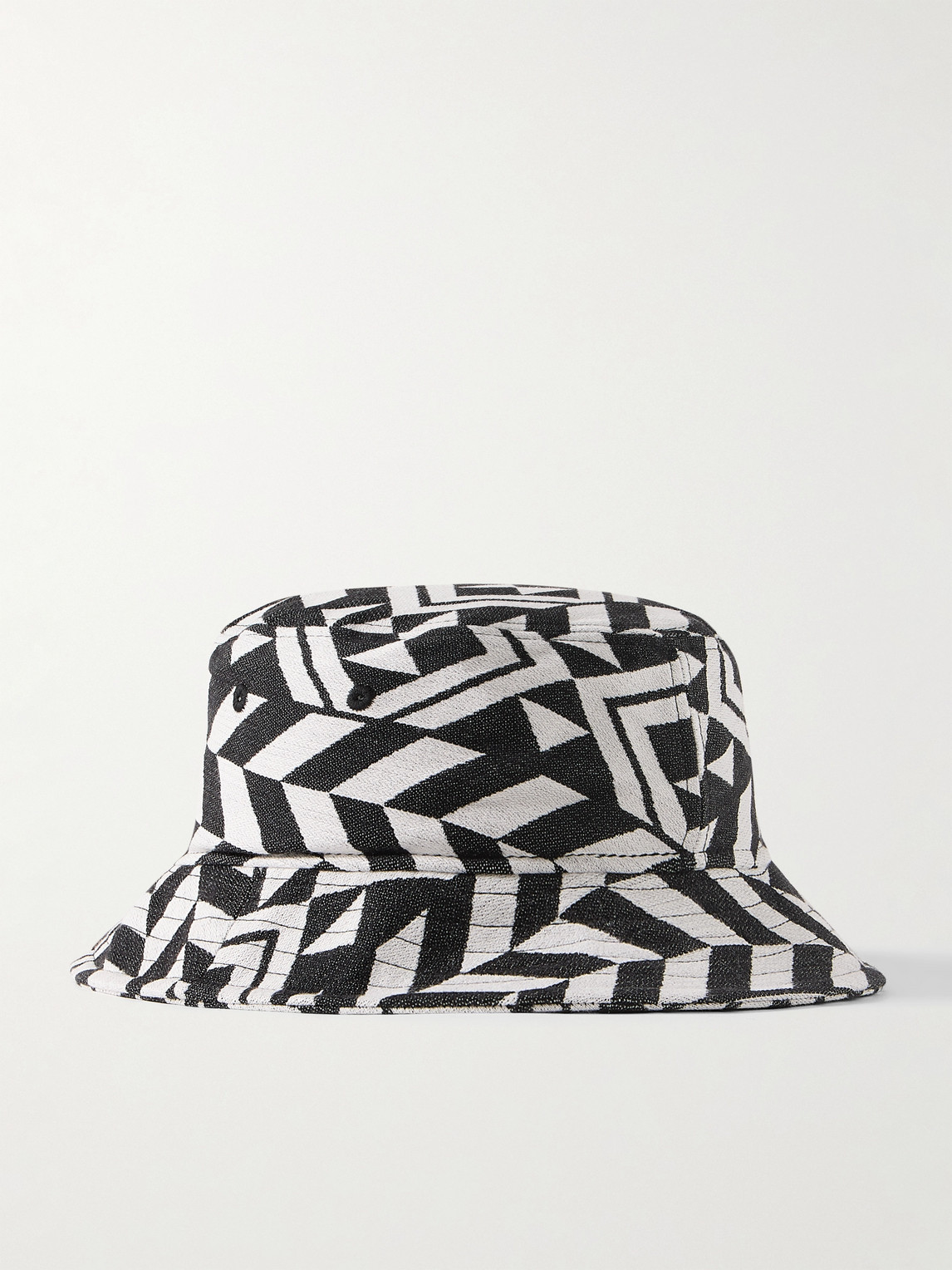 Shop Manaaki Cotton-jacquard Bucket Hat In Black