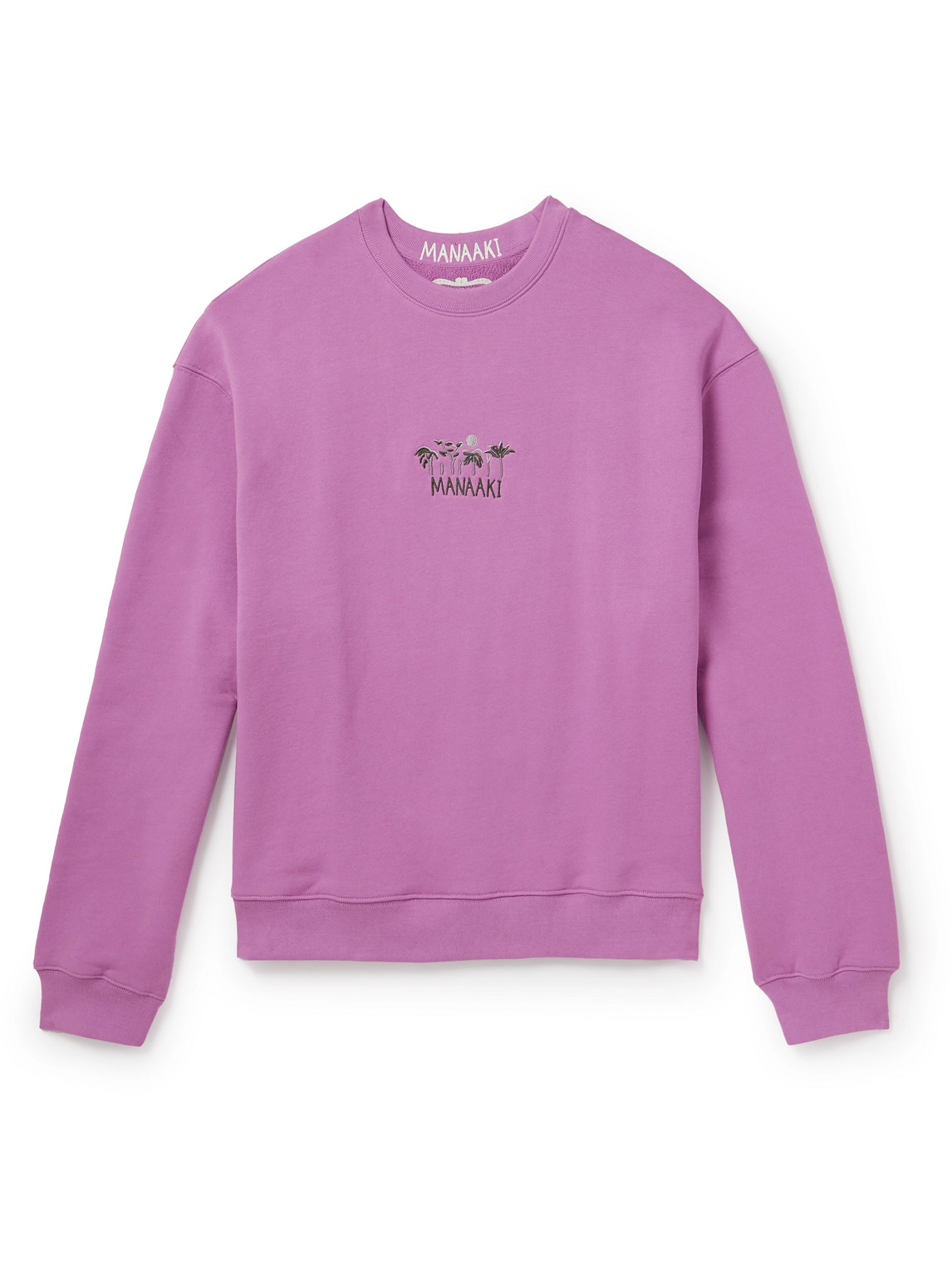 Manaaki Logo-embroidered Cotton-jersey Sweatshirt In Purple